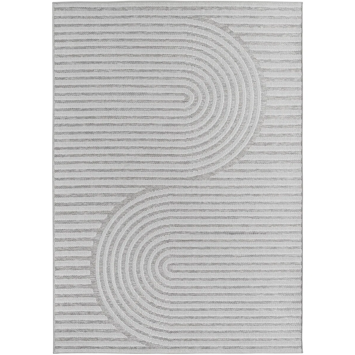 Teppium Outdoor Teppich Grau 160x230 cm, Wetterfest & UV-beständig, ideal für Küche, Balkon, Terrasse, Garten auch Wohnzimmer und Esszimmer, Skandinavisches Boho-Design
