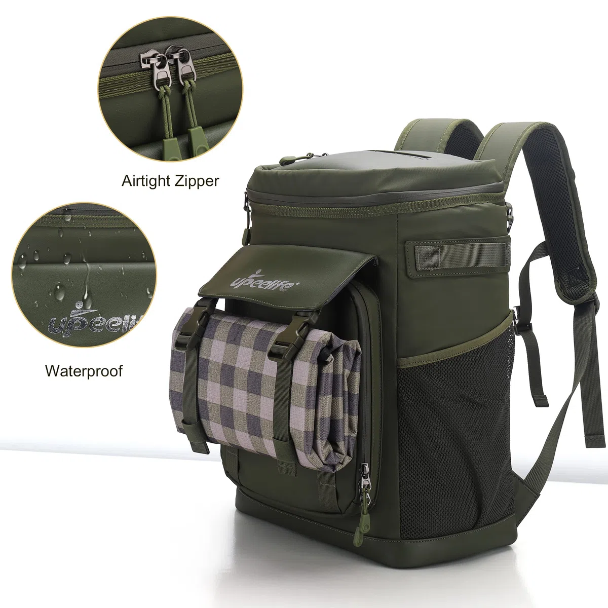 Upeelife kühlrucksack Groß 30L, Großer Wasserdichter Isolierter kühltasche Rucksack, Thermo Picknickrucksack mit kühlfach fur Herren Damen