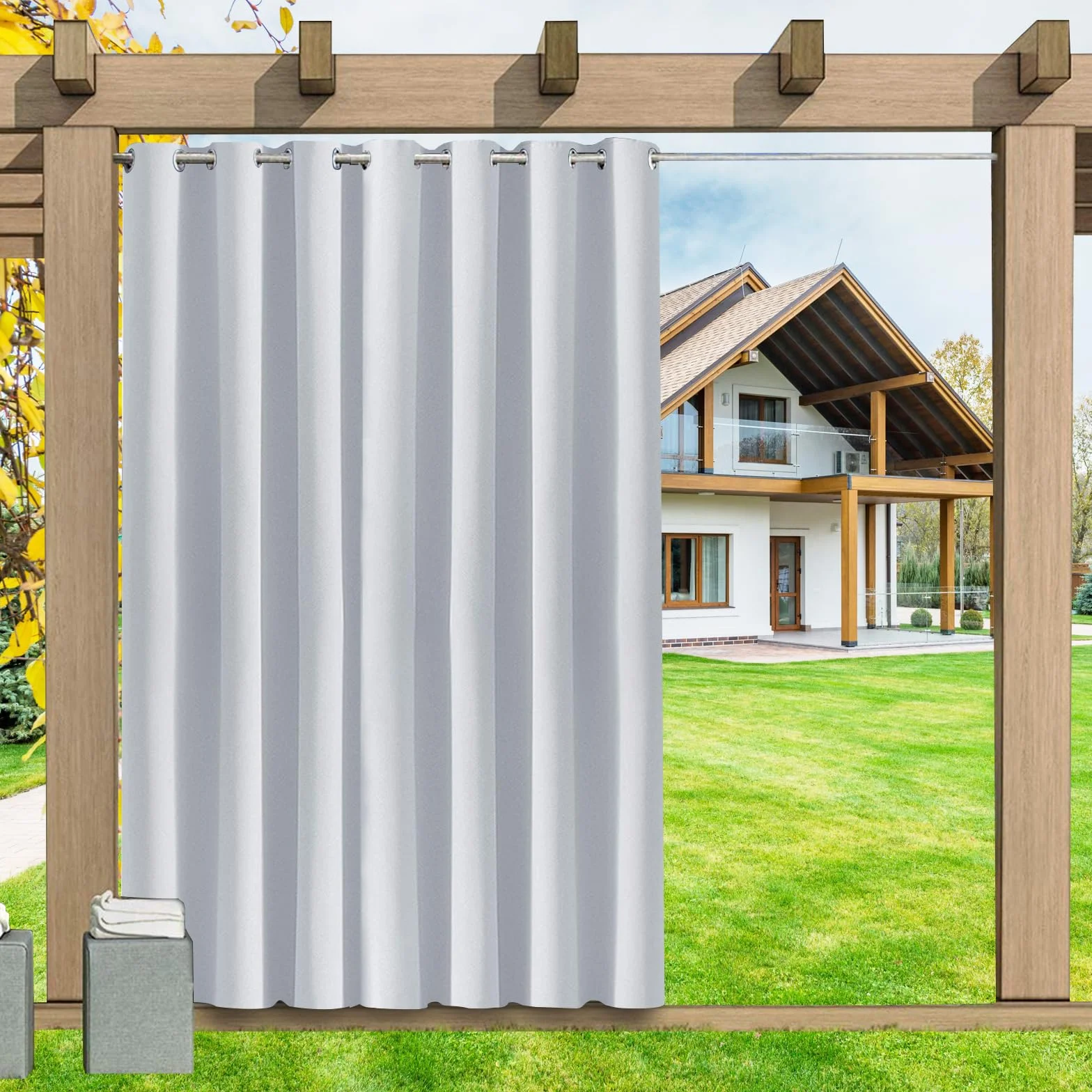 Outdoor-Vorhang wetterfest, 1 Stück blickdichte Sonnenschutzgardine mit Ösen, wasserdicht – in 24 Farben als Sichtschutz für Veranda, Pavillon & Laube - H213 x B132cm