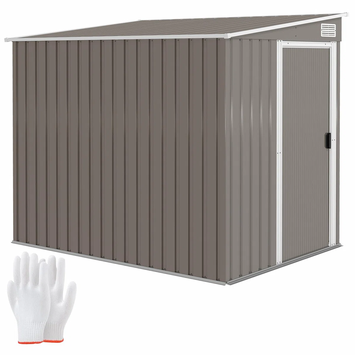 Outsunny Metall Gerätehaus 2,81m² 154x206,5x181 cm Geräteschuppen mit Pultdach Schiebetür wetterfest Hellgrau