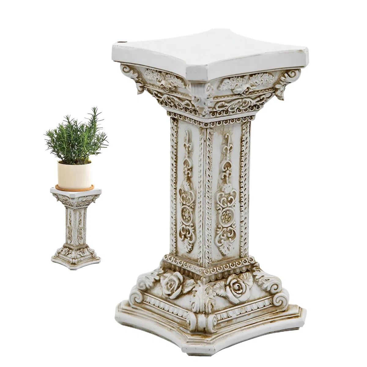 Römische Säule, griechische Sockel-Dekoration für Zuhause, Vintage-Ornament mit tragbarer Funktion, Gartengeräte für Küche, Esstisch, Hochzeit und Zeremonie, 12 x 12 x 24 cm