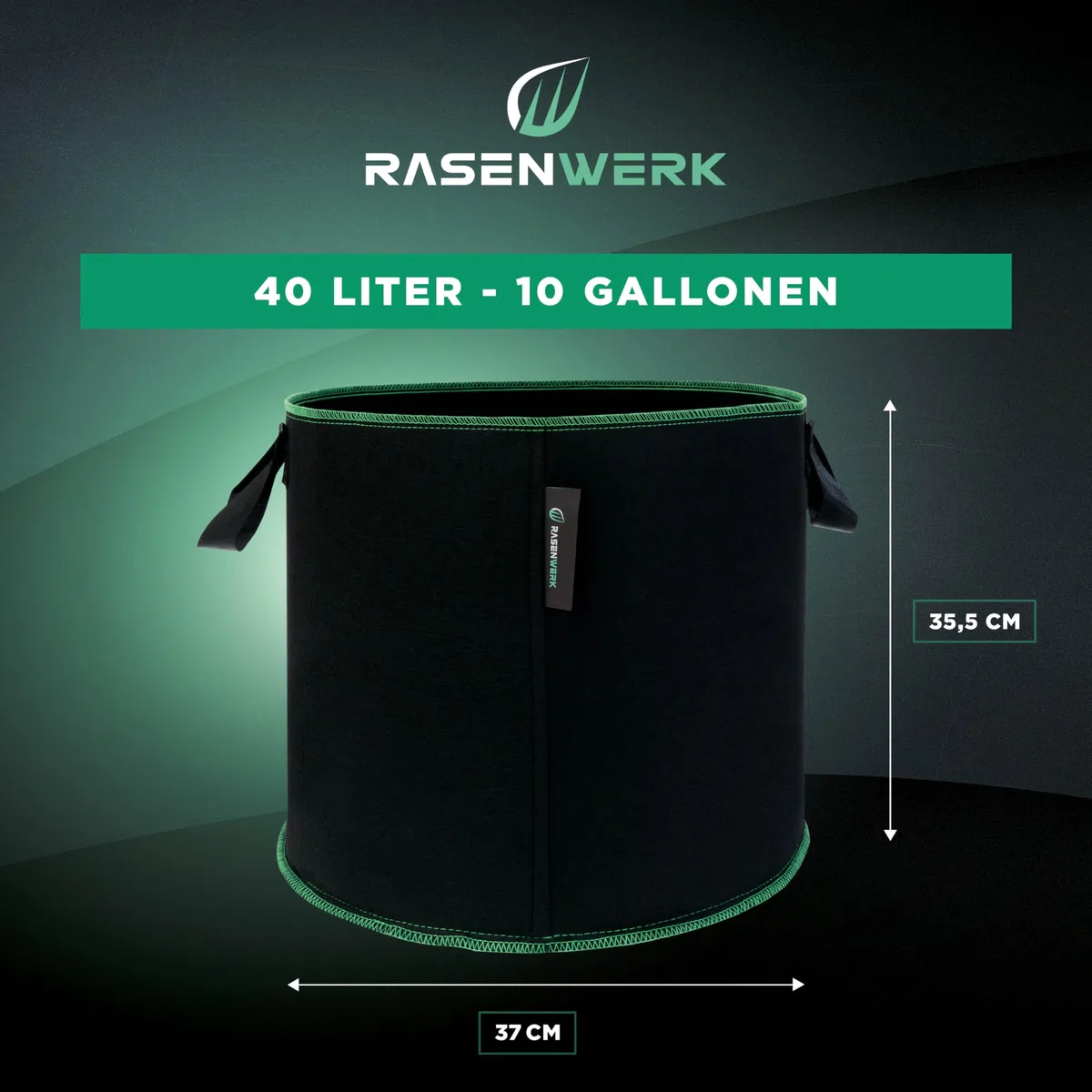 40 Liter Pflanztasche aus Vliesstoff - Pflanzsack für Garten, Gewächshaus & Balkon - Pflanzbeutel für Blumen, Tomaten und Pflanzen - Ideale Alternative zum Blumentopf - 5 Stück