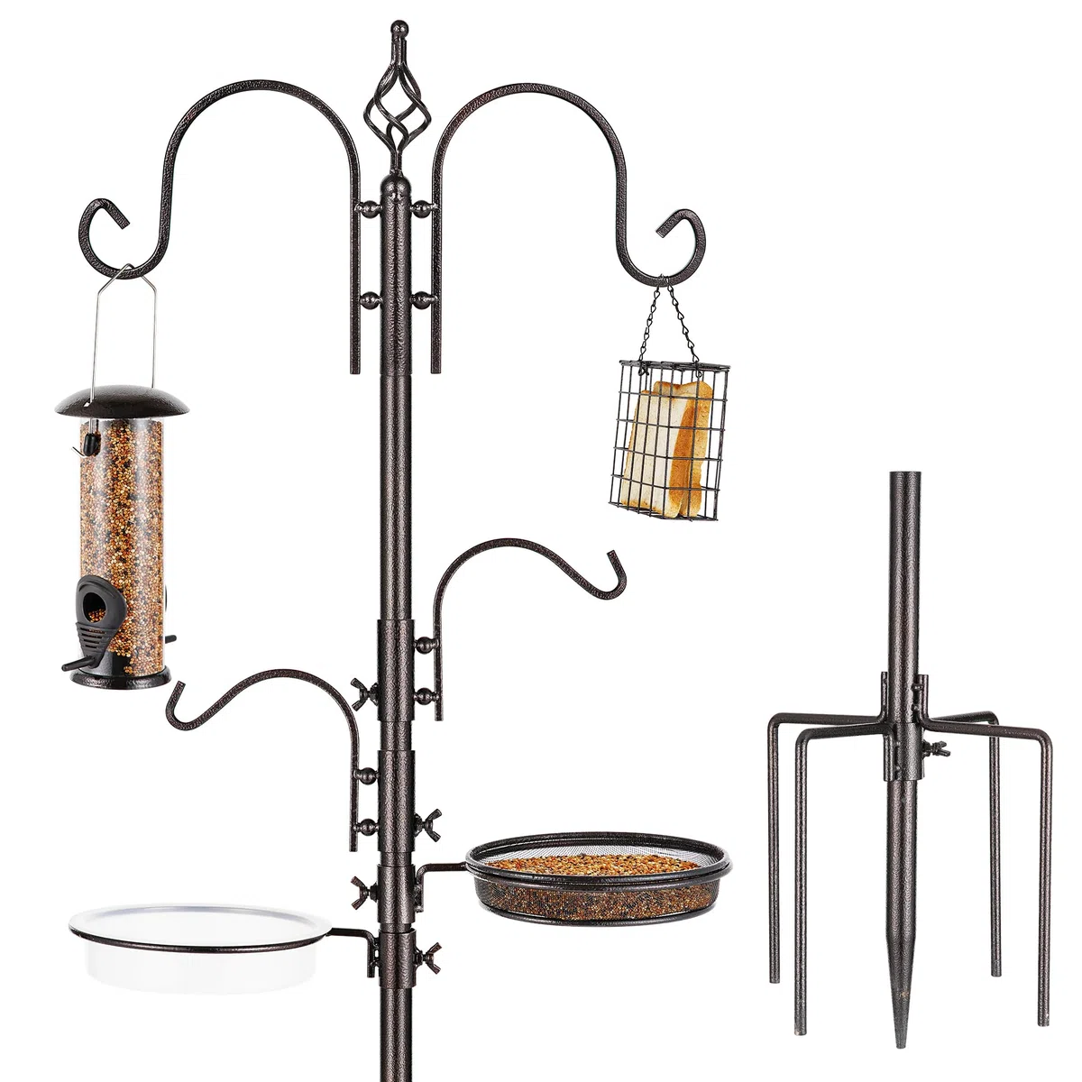 Urban Deco Vogelfütterungsstation Kit Wildvogelfutter Spender Hängeset Multi Feeder zum Aufhängen mit Metall Suet Fütterungsstation Vogelbad um Wildvögel anzulocken