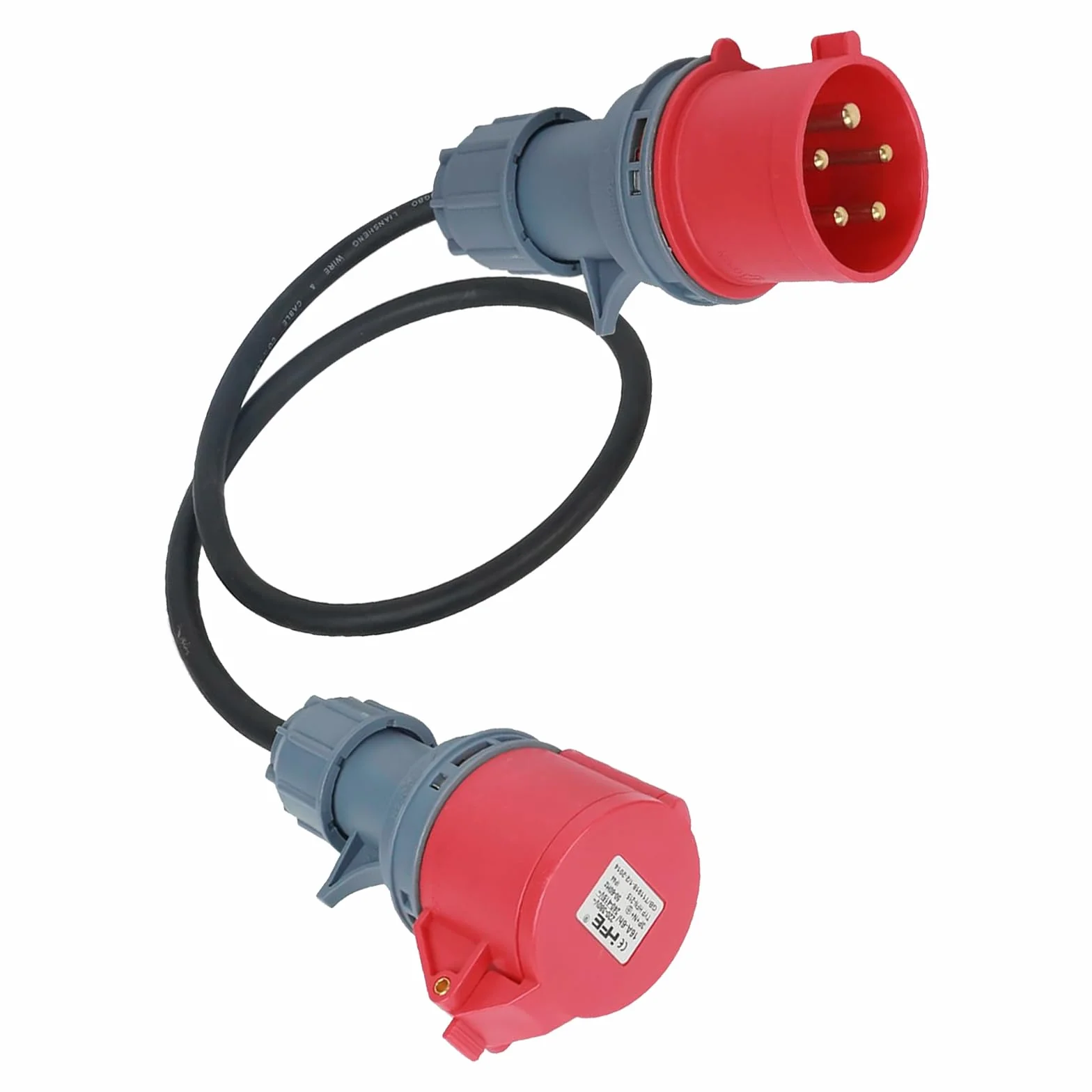 Adapter 32A auf 16A, 1.5M CEE Adapter Kabel, Starkstrom Adapter, CEE 3-Phasen & 5-Polig Stecker Verlängerungskabel, wasserdicht IP44, 16 auf 32A Stecker für Industrie, Haushalt, Caravan, Camping