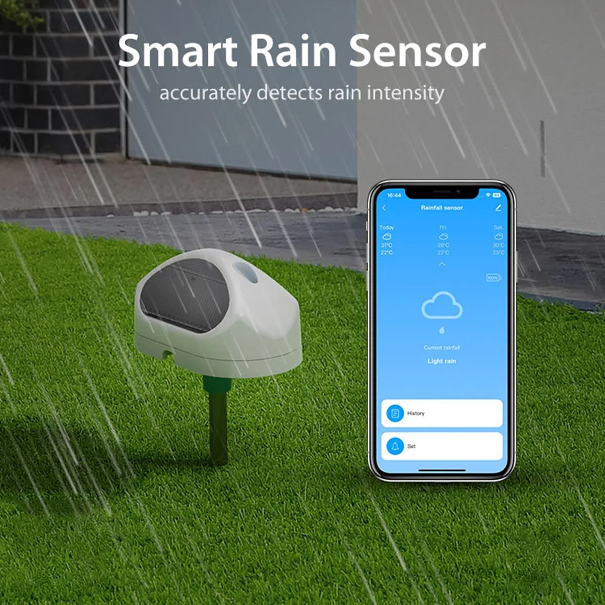 Hancaner WLAN Regen Sensor Smart Regenmesser WiFi Regendetektor mit IP66 wasserdicht App Steuerung für Garten Bewässerung Automatisierung