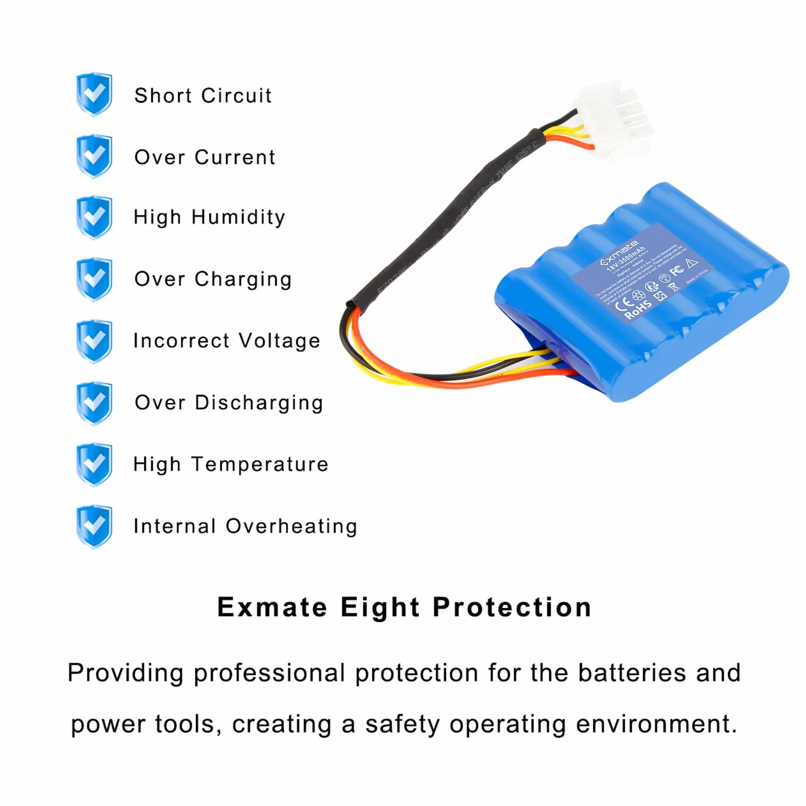 Exmate 18V 3500mAh Li-ion Akku kompatibel mit AL-KO Robolinho 500 E (119833) 02/2018-01/2019 100 110 1100 41.6 1150 W AL-KO 440454 441154 442175 442196 Rasenmäher