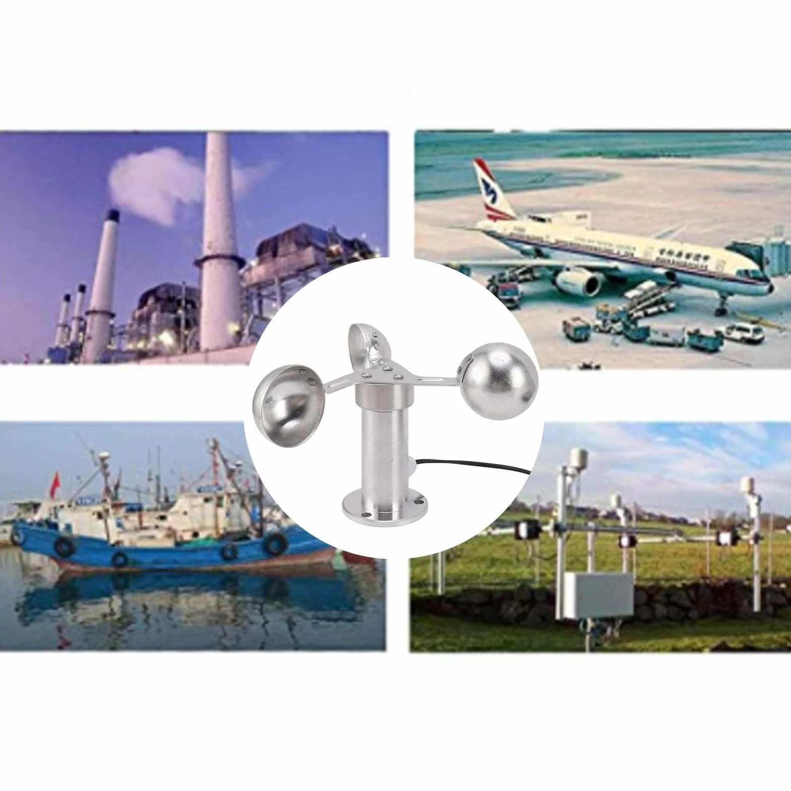 Windgeschwindigkeitssensor Anemometer Aluminiumlegierung 0-3,8 V 8 m wasserdichtes Kabel Meteorologische Station