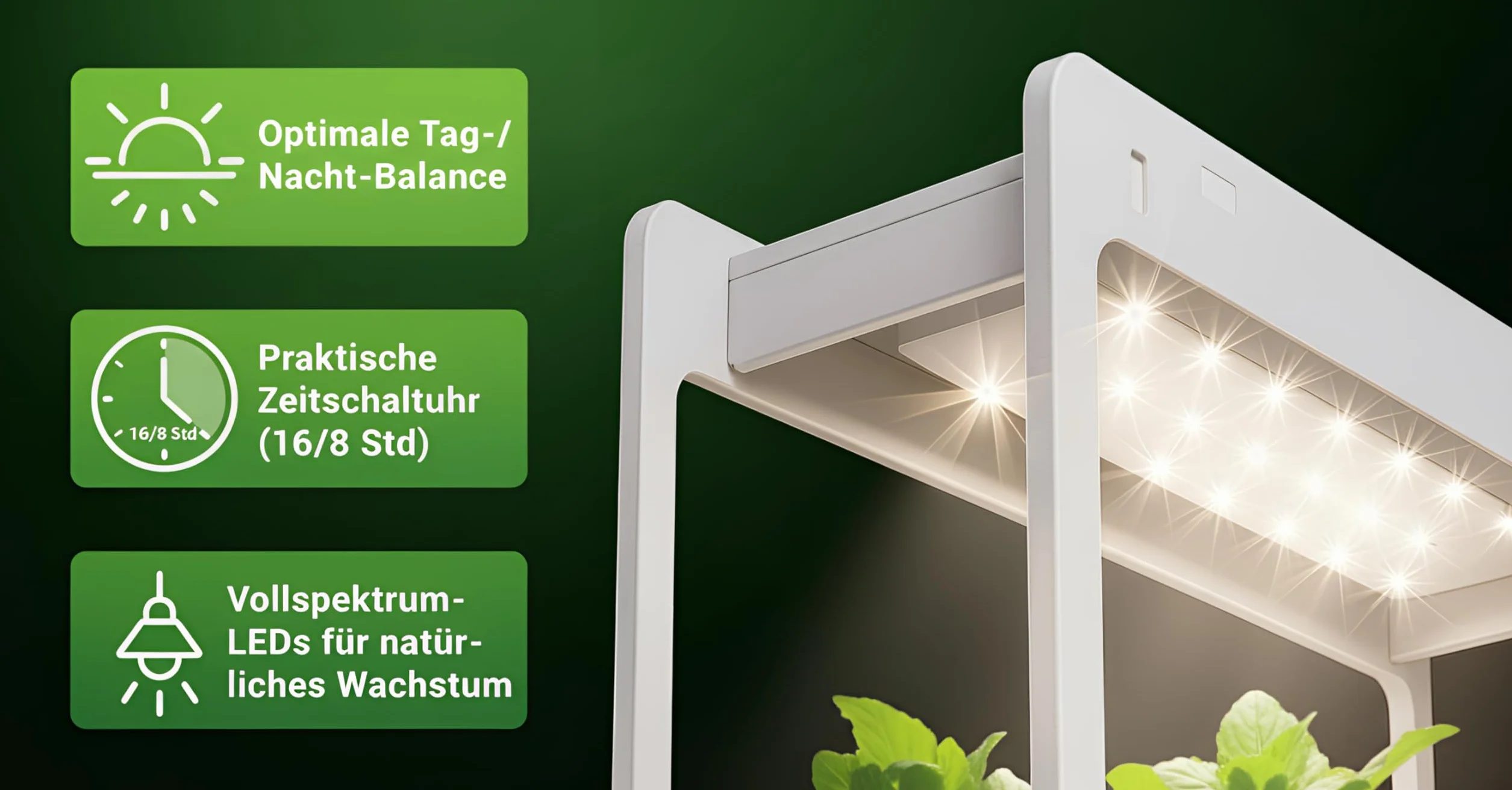 Romberg Home Garden Mini Gewächshaus mit LED Wachstumslampe für Pflanzen, LED Pflanzenlampe Vollspektrum, 14W Grow Light für Basilikum Topf, Minze Samen und Rosmarin Pflanze, 50.5x21x40 cm