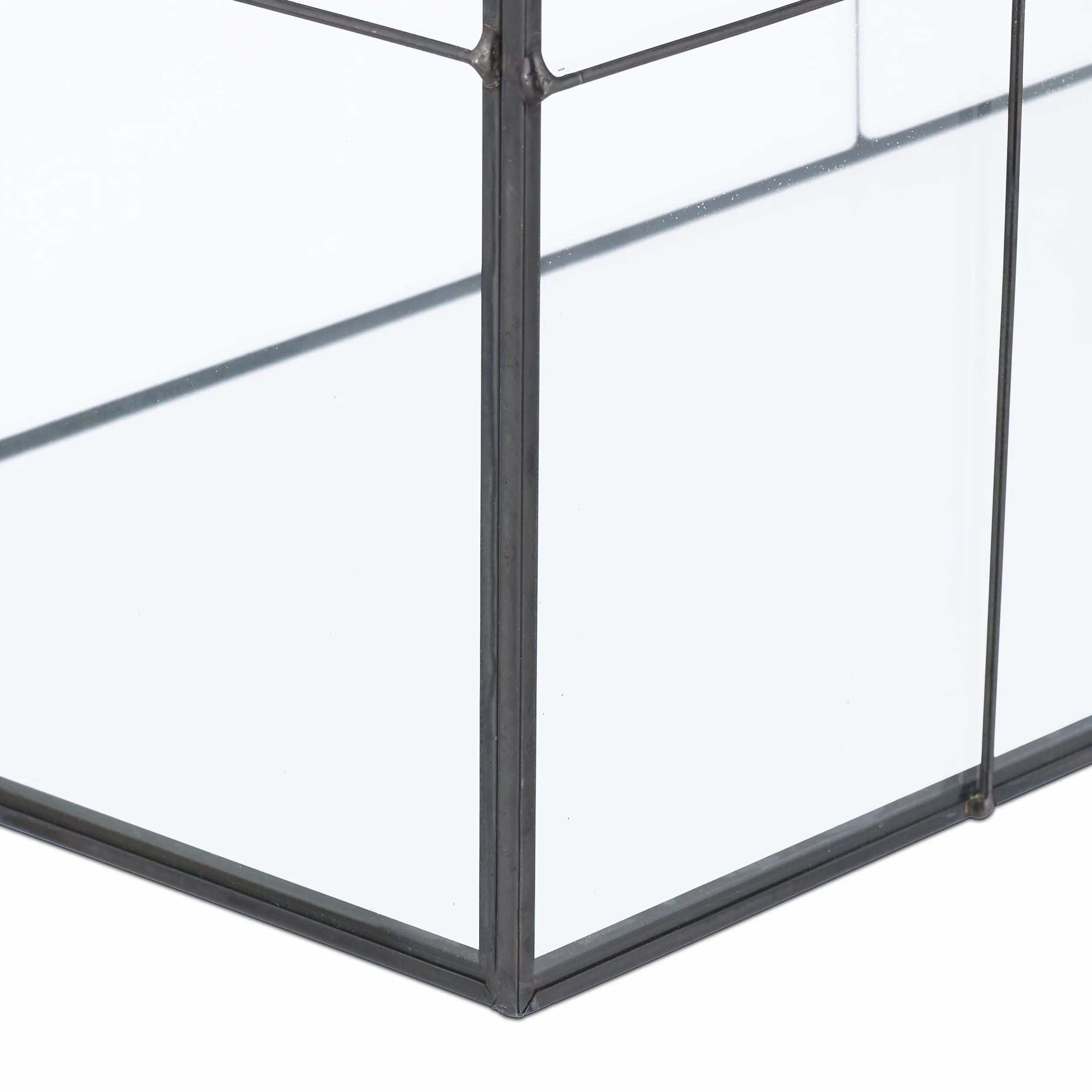 Relaxdays Pflanzenterrarium, Glas & Kupfer, 27x30x15 cm, Deko Glashaus Kakteen & Moos, Glaskasten Fensterbank, schwarz