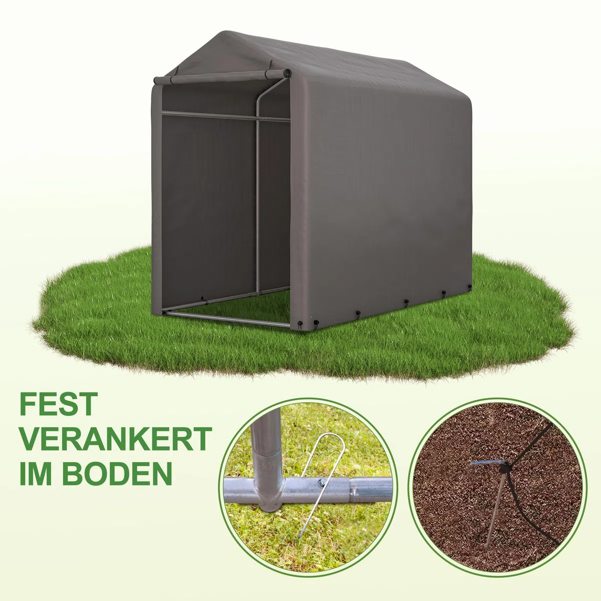 Fahrradgarage 187x100x160 cm, Carport Zelt Wetterfest, UV-Schutz, Wasserdicht, Fahrradzelt, Zeltgarage Geräteschuppen für 2 Fahrräder, Auto, SUV, Motorrad, Boot, Gartenhaus, Grau