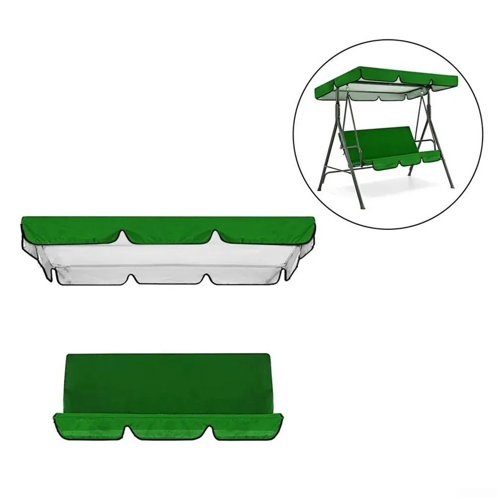 Ersatz-Schaukelsitzbezug, wasserdichtes Ersatz-Set für Gartenschaukelstuhl, 3-Sitzbezüge mit Schaukelüberdachung, ohne Halterung (grün, 164 x 114 x 15 cm)