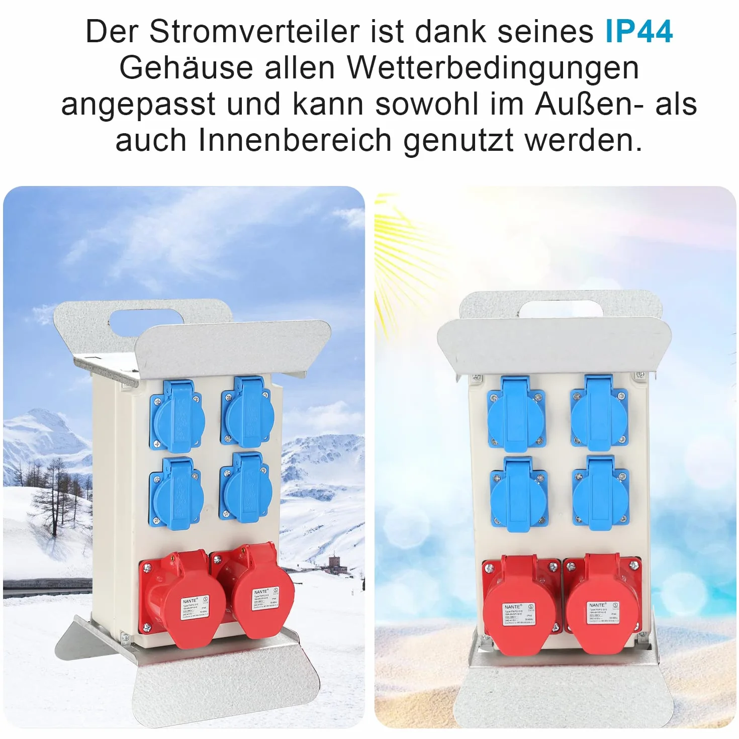 Daromigo Baustromverteiler CEE 2x16A 400V+4x230V 5 Polig IP44 Stromverteilung Wandverteiler