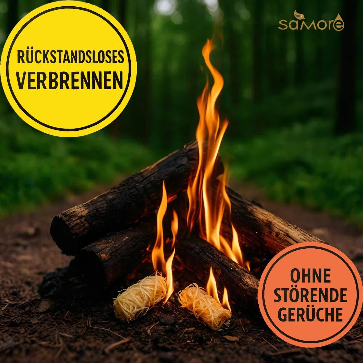 Samore 10 kg Öko (ca. 800 Stck) Kaminanzünder inkl. XXL Powerstick Grillanzünder Anzündwolle Holzwolle Anzünder Zündwolle