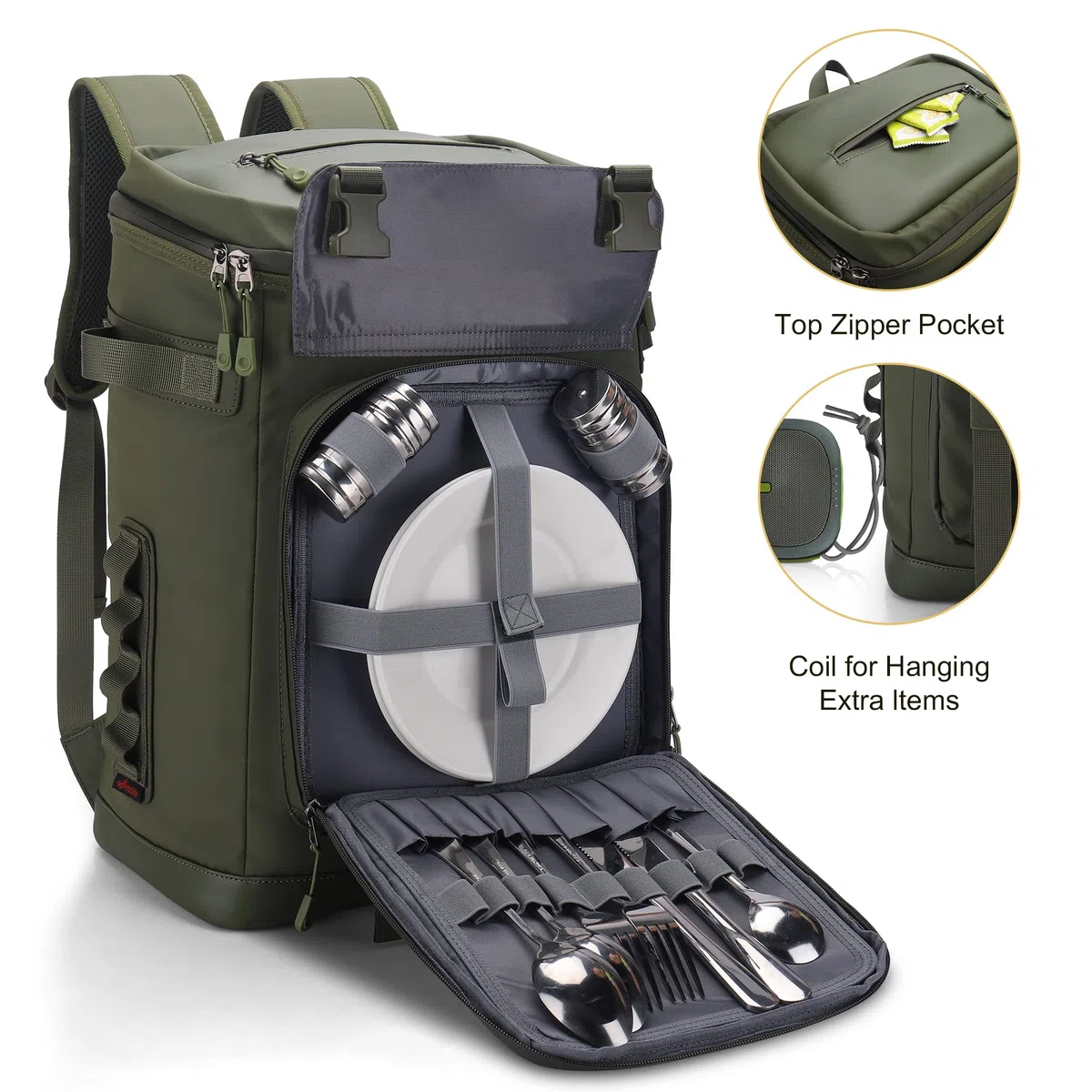 Upeelife kühlrucksack Groß 30L, Großer Wasserdichter Isolierter kühltasche Rucksack, Thermo Picknickrucksack mit kühlfach fur Herren Damen