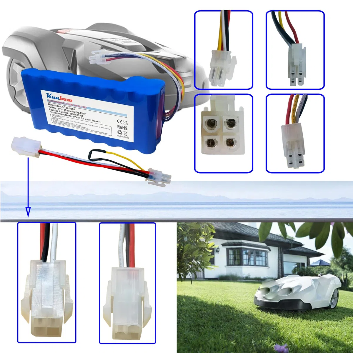 5200mAh Mähroboter akku,Ersatzakku für Husqvarna Automower 320, 330X, 420, 430, 430X, 440, 450X, 520, 550 Rasenroboter,Ersatz für 580 68 33-01,580 68 33-02 Akku. (18V/93.6Wh)