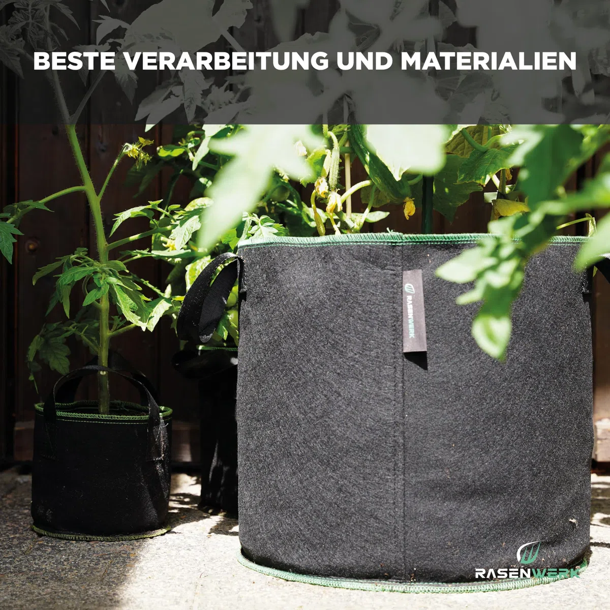 40 Liter Pflanztasche aus Vliesstoff - Pflanzsack für Garten, Gewächshaus & Balkon - Pflanzbeutel für Blumen, Tomaten und Pflanzen - Ideale Alternative zum Blumentopf - 5 Stück