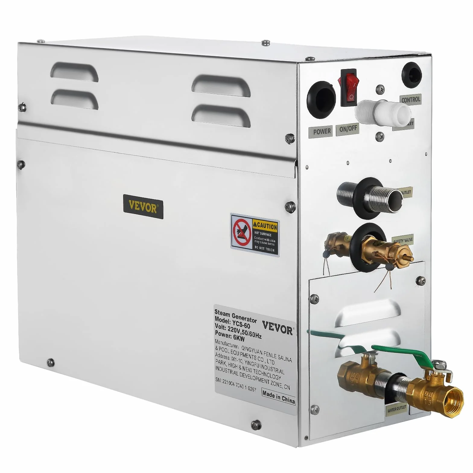 FlowerW 6KW Sauna Dampferzeuger Dampfgenerator Tragbarer Dampferzeuger mit Temperatur Digitalregler Timer, 6KW蒸汽机134, Schwarz