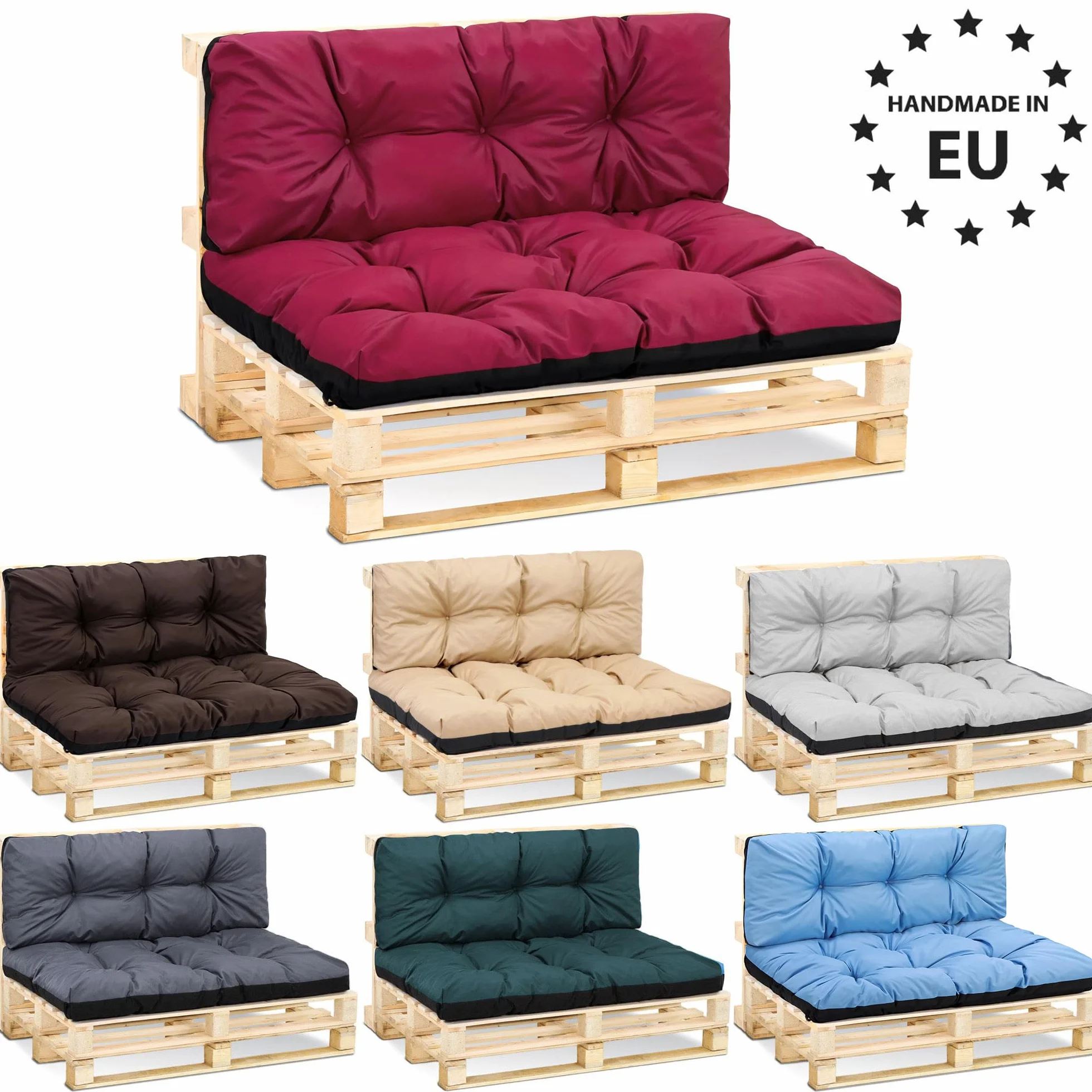 Amazinggirl Palettenkissen Outdoor Kissen Sitzkissen 120x80 cm - Auflagen für Paletten Europaletten Palettensofa und Palettenmöbel Palettenpolster 120 x 80 Bordeaux