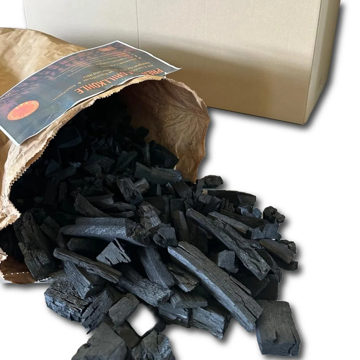 C44 - Premium-Grillkohle 20 kg (2 x 10 kg) – Restaurant Kohle, Extra Lange Glut & hohe Hitze – Für BBQ, Smoker & Pizza – 100% Laubholz und Chemiefrei