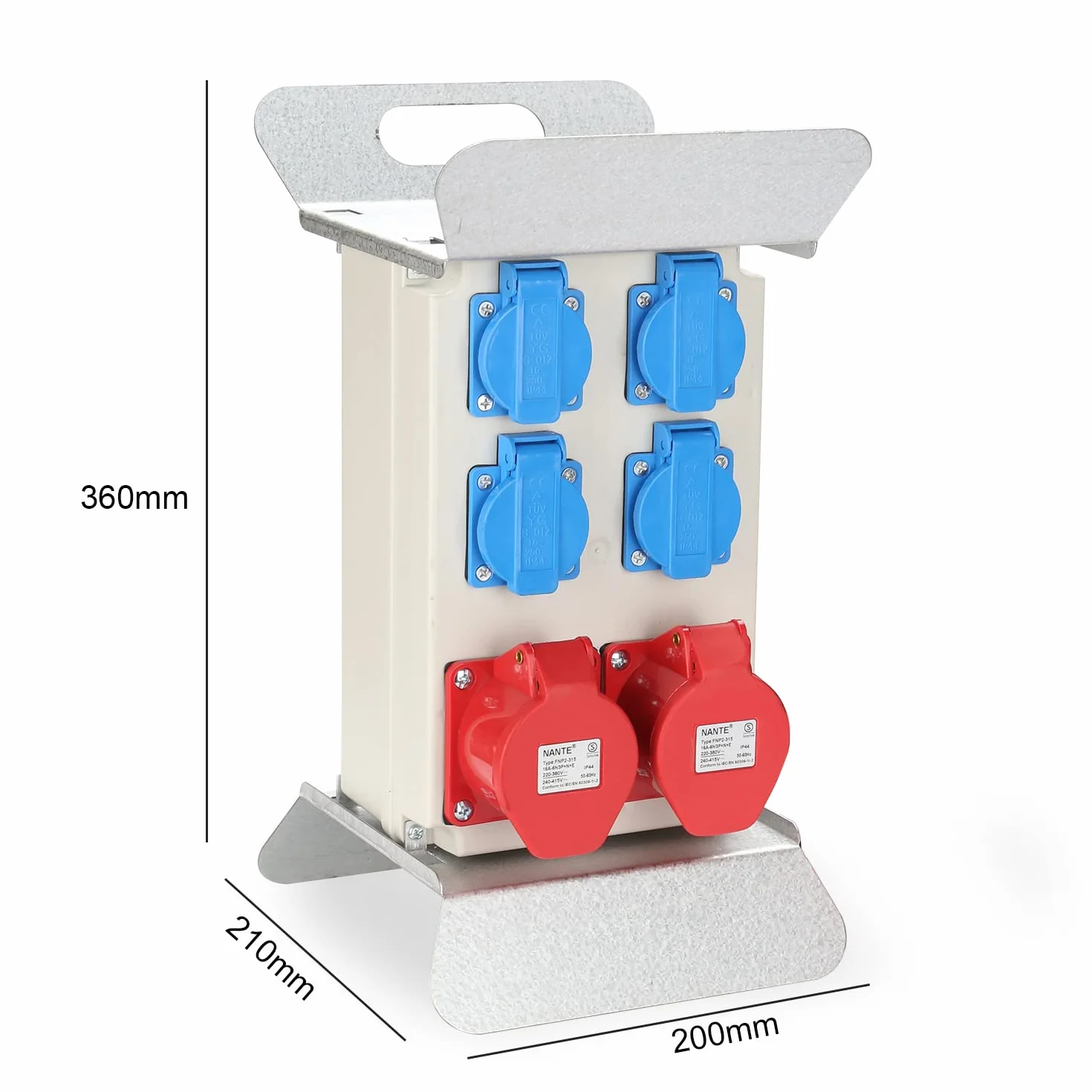 Daromigo Baustromverteiler CEE 2x16A 400V+4x230V 5 Polig IP44 Stromverteilung Wandverteiler