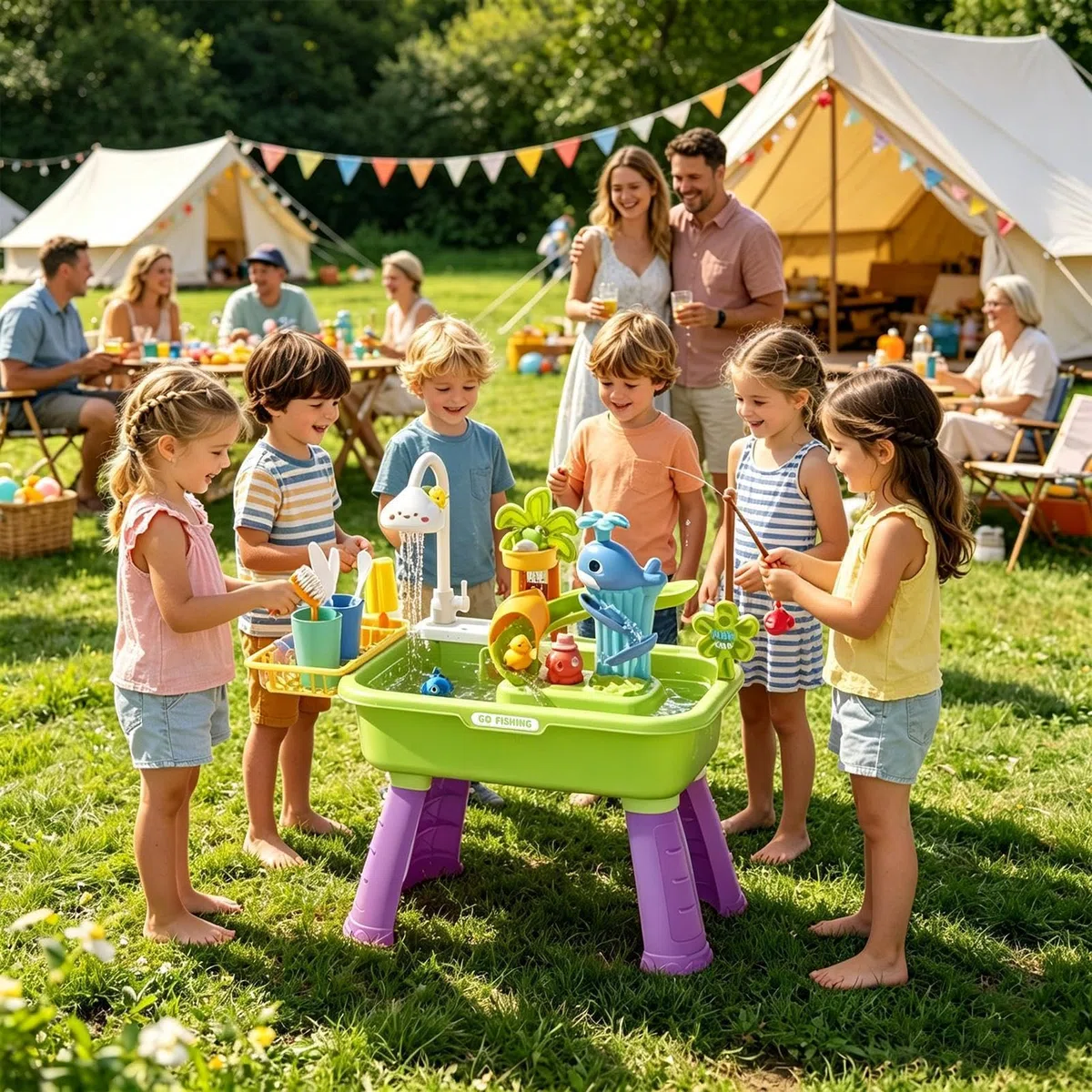 Wasserspieltisch für Kleinkinder, 2026 Upgrade Wasserspieltisch Kinder mit Wasserpumpe, Neuartige Spieltischs Sand und Wasser, Garten WasserSpieltischs für Kinder, Outdoor Sensorik Spielzeug