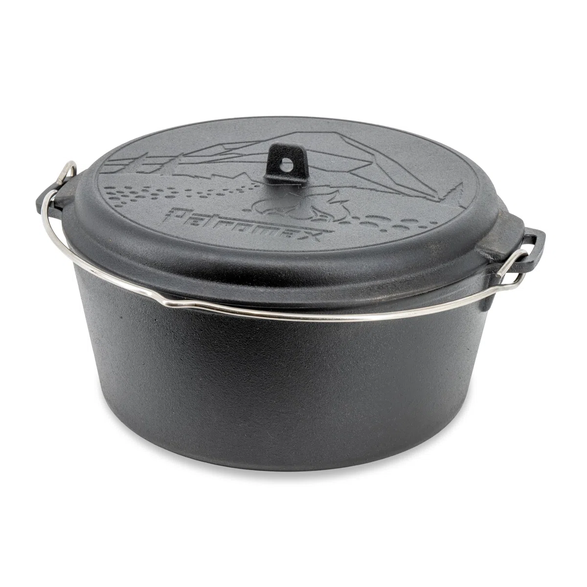 Petromax Dutch Oven ft9-t Komplettset – Feuertopf 7,5 L Gusseisen | Mit Deckelheber, Pflegepaste, Ringreiniger & Kirschholz-Löffel. Deckel als Pfanne. Für Grill, Ofen & Feuer, 8-14 Pers.