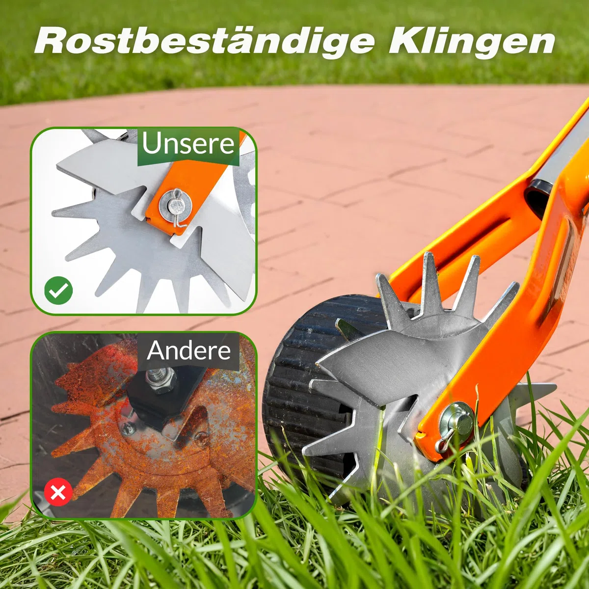 Walensee Rad-Rotationskantenstecher, 177 cm Hand-Rasenkantenstecher mit verstellbarem Edelstahlgriff, Gras- und Unkrautkantenstecher mit gepolstertem Griff für Garten, Gehwege und Einfahrten