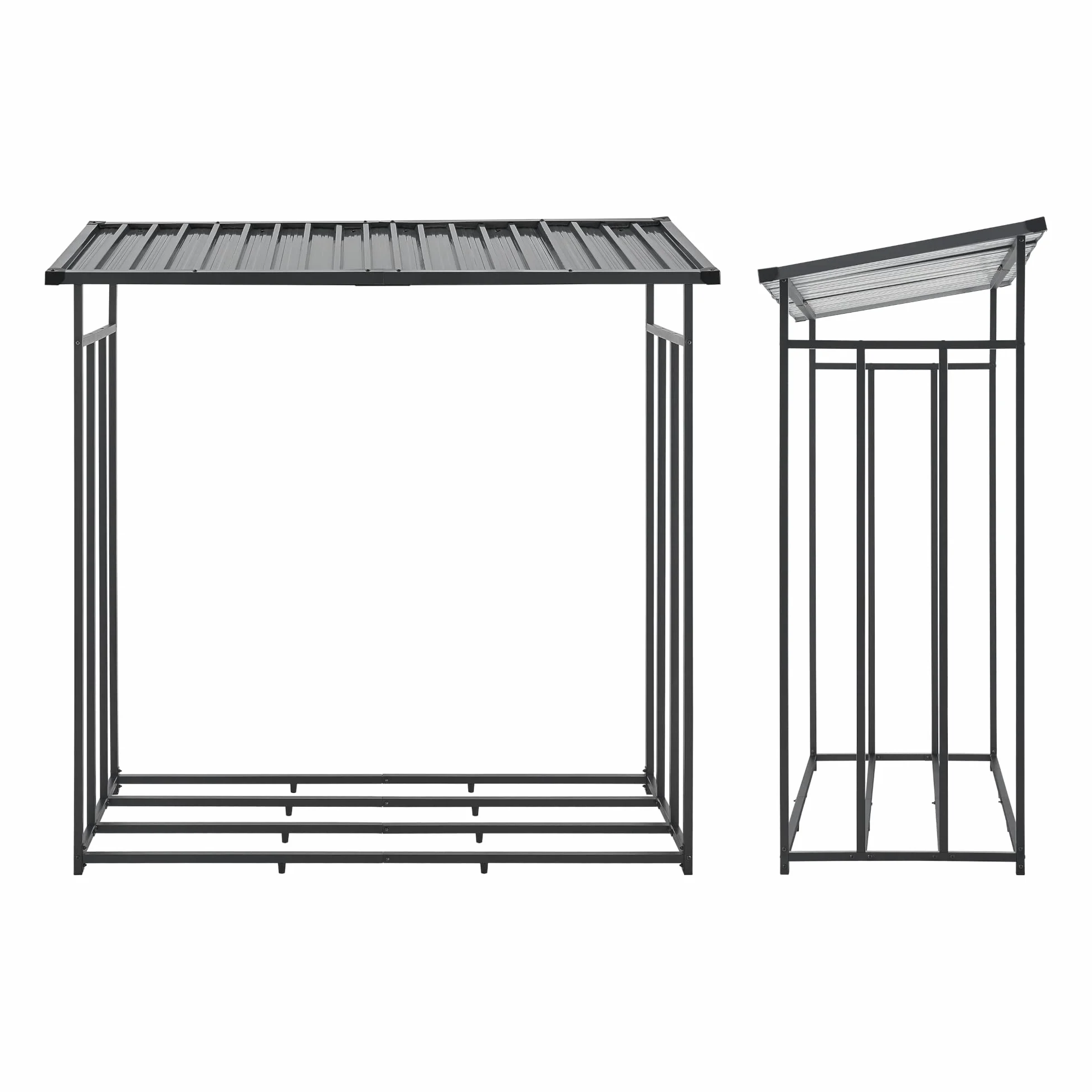 Kaminholzregal Yakutat Brennholzunterstand außen Metall 185 x 180 x 70 cm Schwarz
