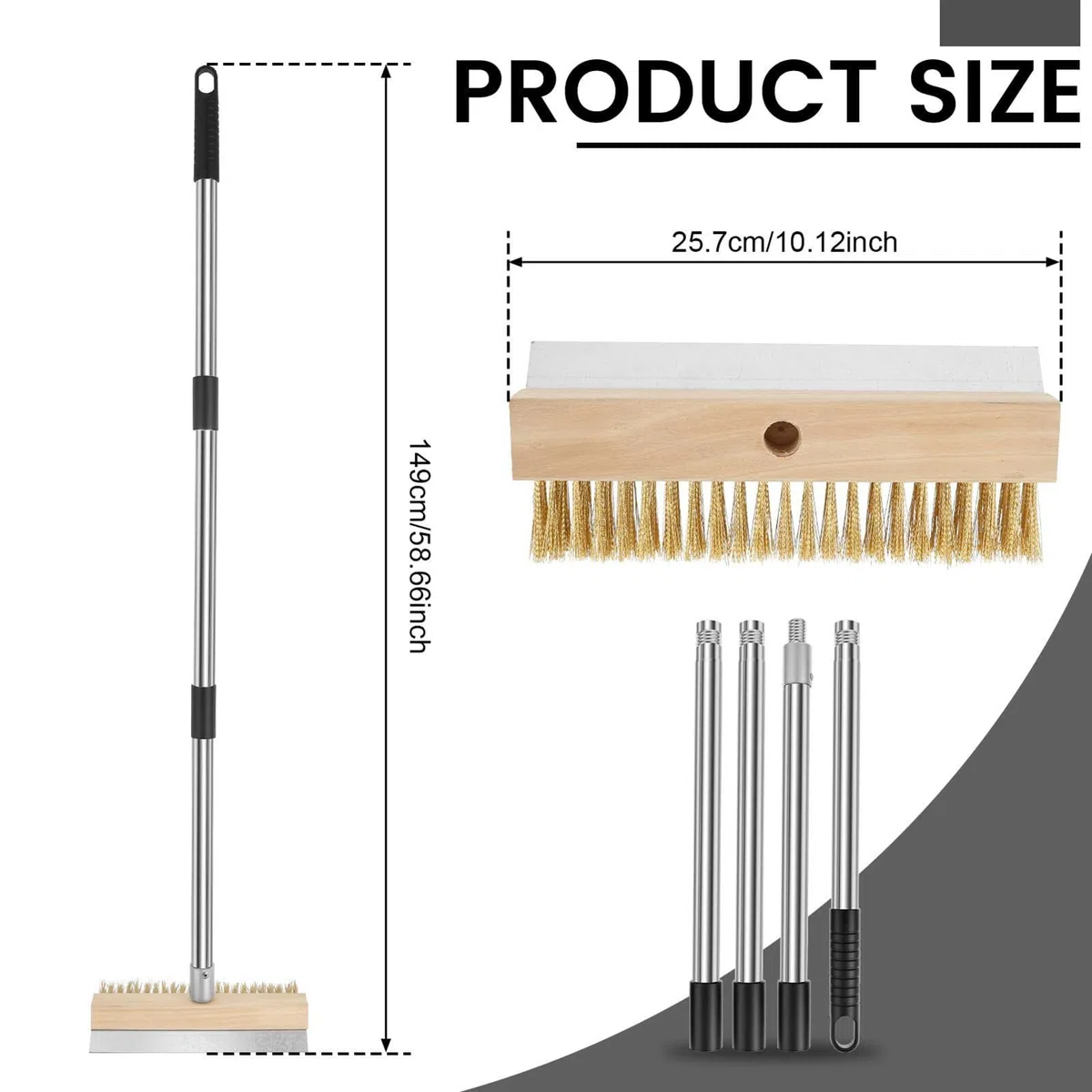 Ofenreinigerbürste, Pizzastein, Reinigungsbürste, Grillschaber, Werkzeug, hitzebeständig, langer Griff, robuste Borsten für Grill, Outdoor, Küche, Restaurant