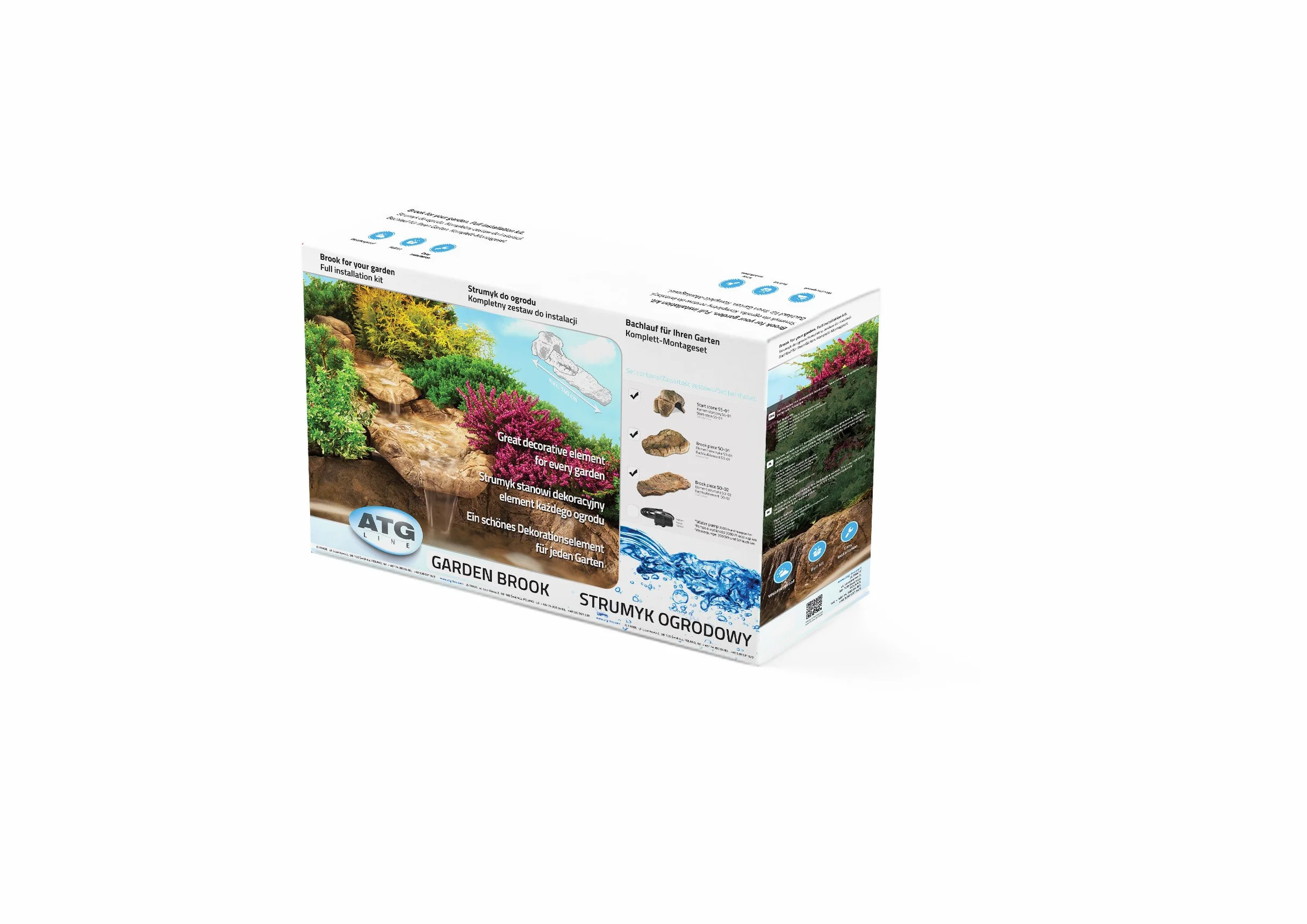 Bachlauf Wasserfall Gartenteich Bachlaufschalen Set 135 x 50cm Gr. S