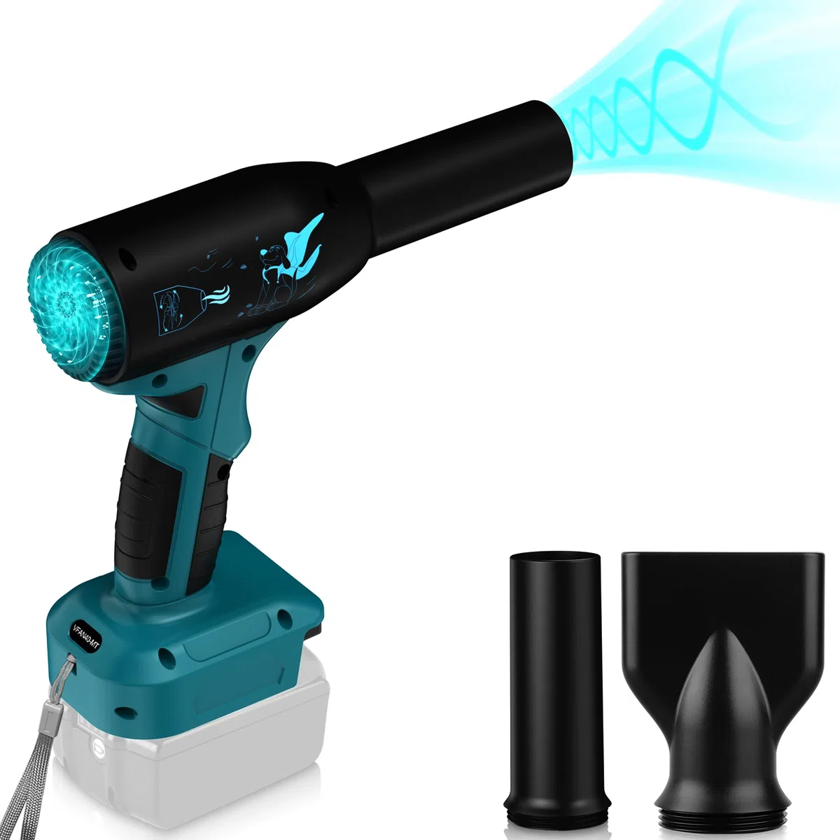 Laubbläser für Makita18V Akku, 90000 U/min Kabelloser Elektrischer Laubsauger mit 3-Gang für Haartrocknung, Reinigen des Autos, Tastatur