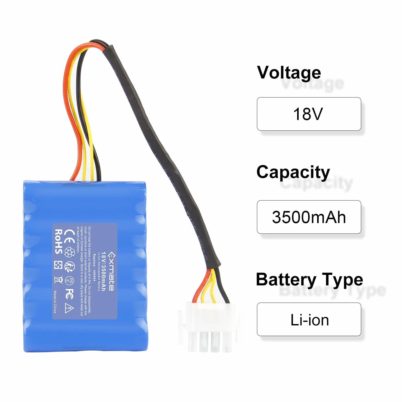 Exmate 18V 3500mAh Li-ion Akku kompatibel mit AL-KO Robolinho 500 E (119833) 02/2018-01/2019 100 110 1100 41.6 1150 W AL-KO 440454 441154 442175 442196 Rasenmäher