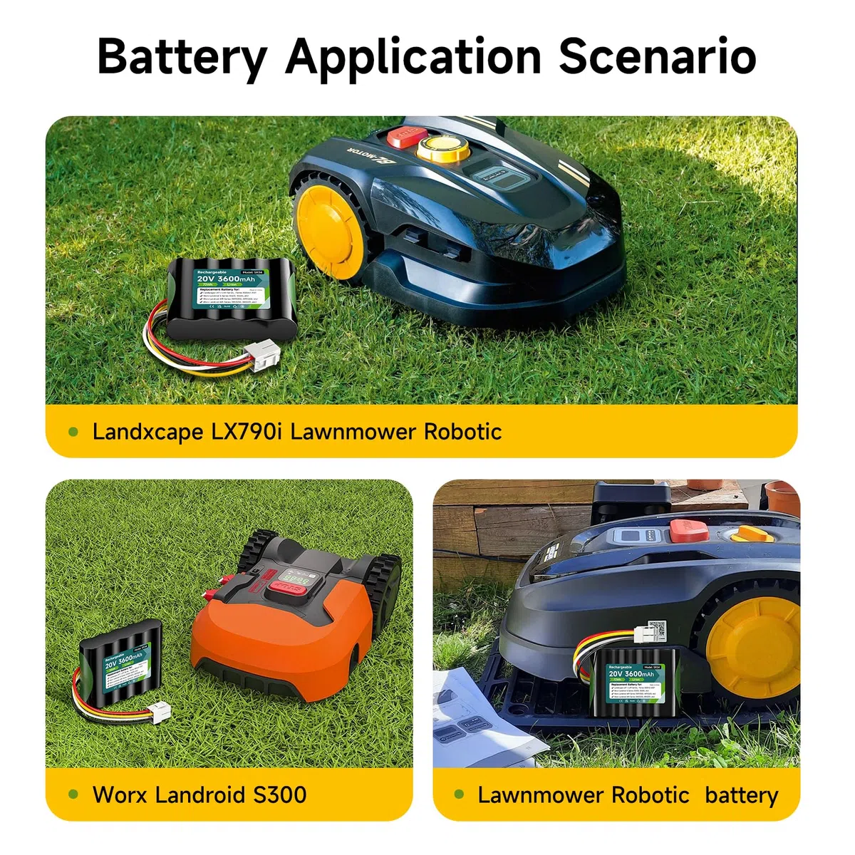 20V 3500mAh Akku für Worx Landroid S Basic, S450i, S500, WA3230, WR101SI, WR102SI, WR105SI, WR105si.1, WR106 SI, WR106SI, WR115mi, Landxcape LX7 / LX9 Series, 50032492, Ferrex 800m2 2021