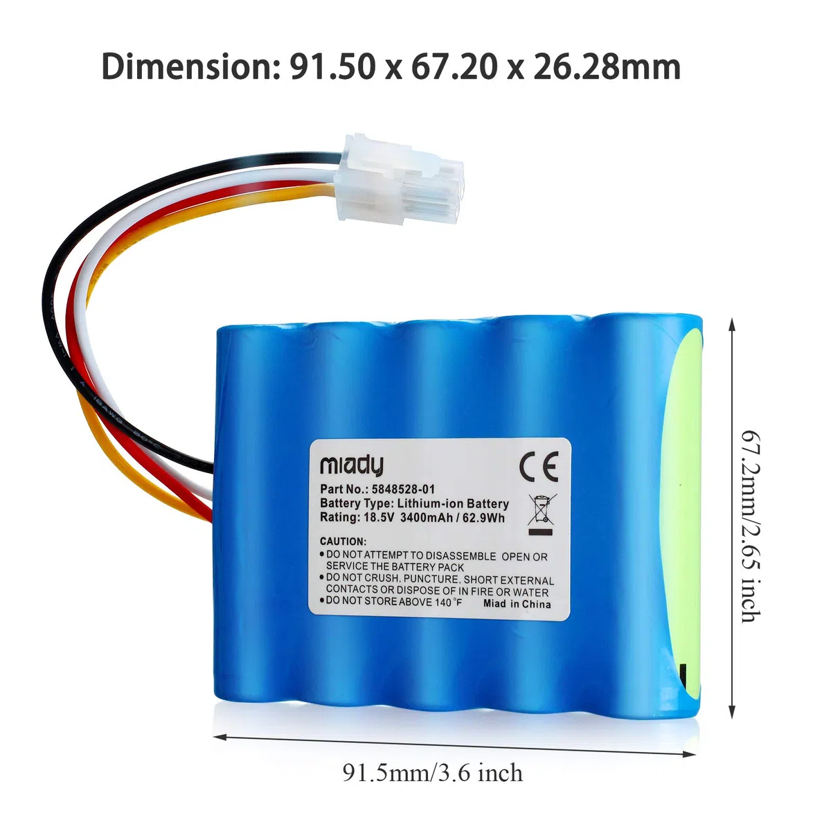 Miady Mähroboter Ersatzakku (3400mAh) Kompatible mit Gardena Sileno R100Li, R130Li, R160Li, Husqvarna Automower 310,315, 584 82 28-01, 584 82 28-02, 584 85 28-01, 589 58 62-01