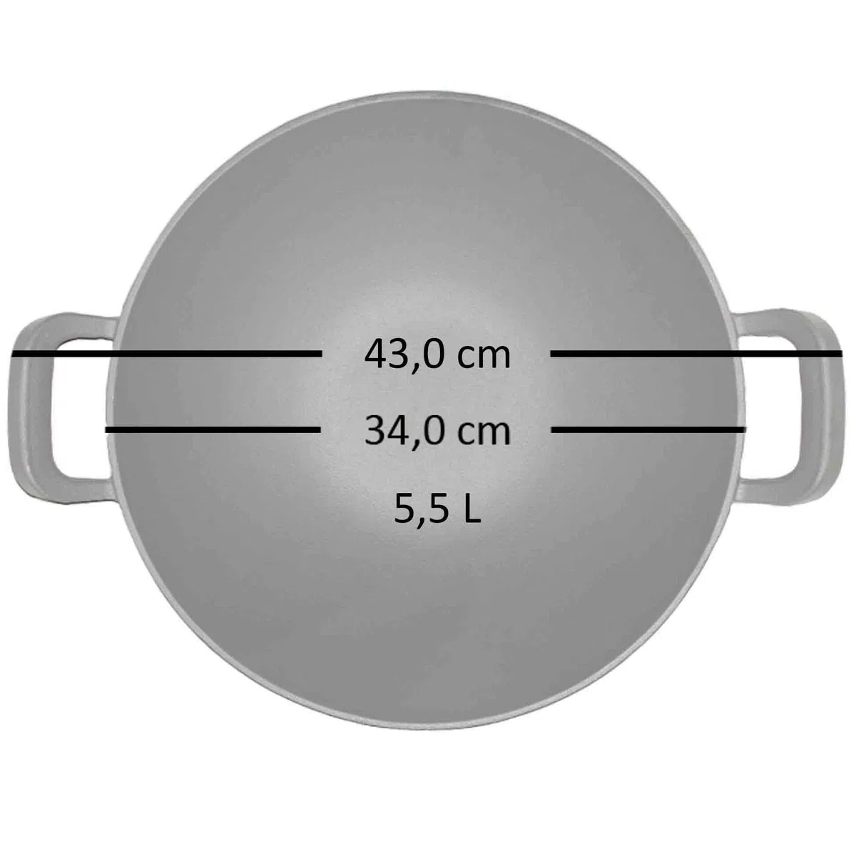 Gusseisen Wok 34cm optimal für Gasbrenner | Robuster Cast Iron Grill-Wok | Geeignet für Gasgrill Kohlegrill Induktionsherd | Wokpfanne für Nudeln Reis Gemüse