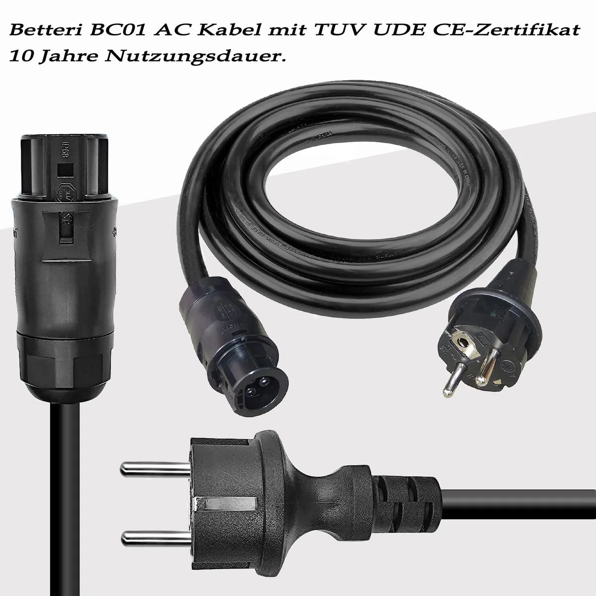 Betteri BC01 AC Kabel 10M Balkonkraftwerk Anschlusskabel Buchse zu Schuko Stecker für Mikrowechselrichter