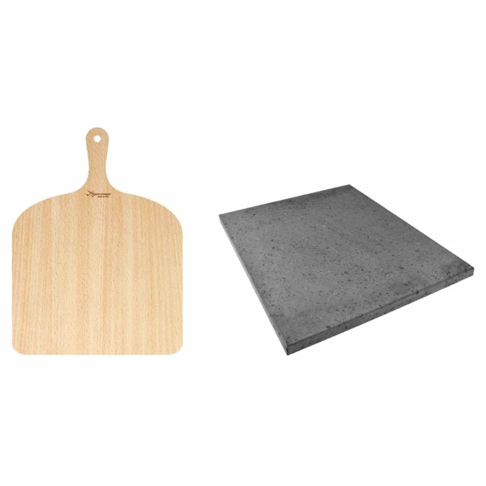 MAAJ Eppicotispai Pizza-Set mit Kochstein und Pizzaschieber, Silber