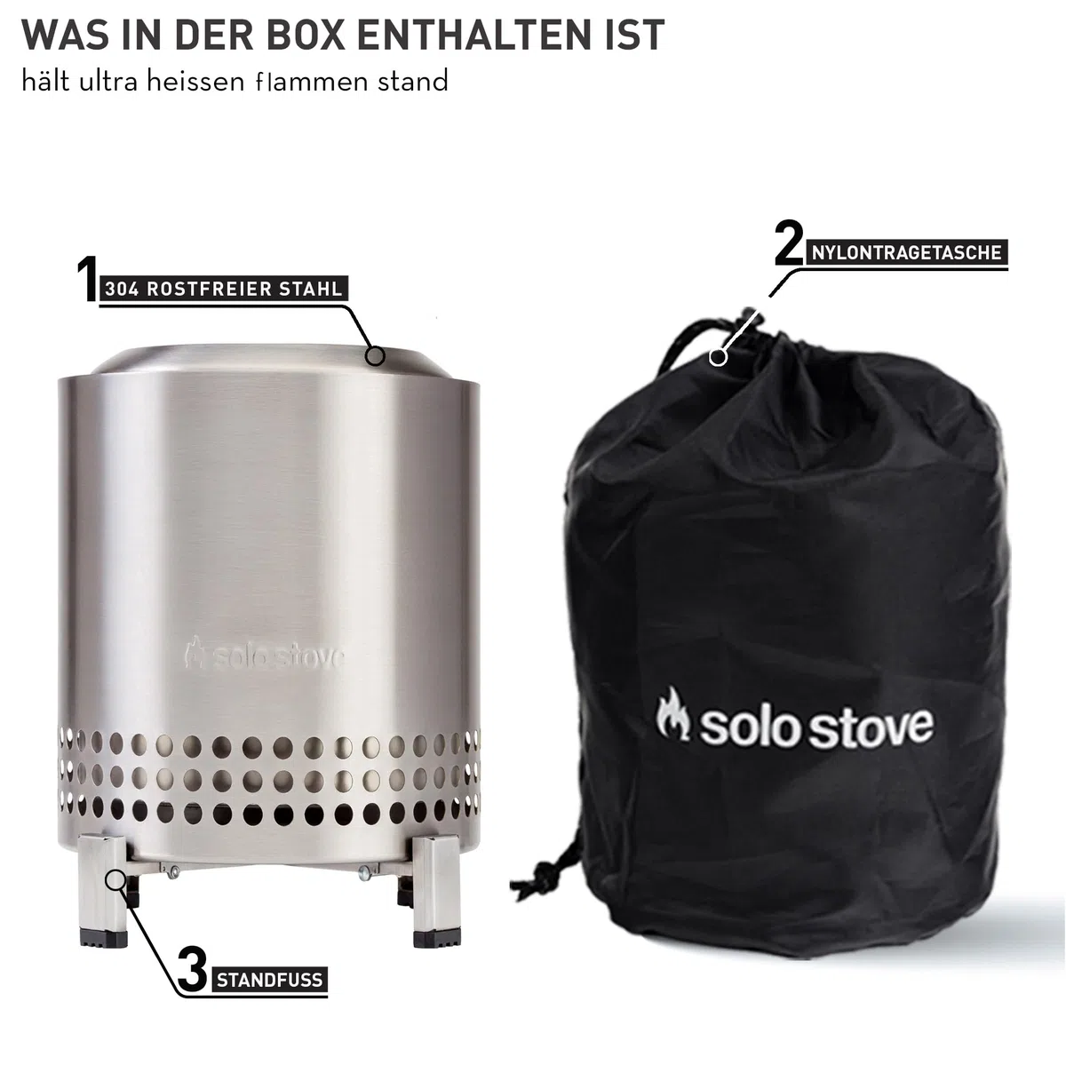 Solo Stove Mesa XL Tischfeuer Outdoor Edelstahl Mini Tischkamin 21,8 x 17,8cm 1 kg Silber