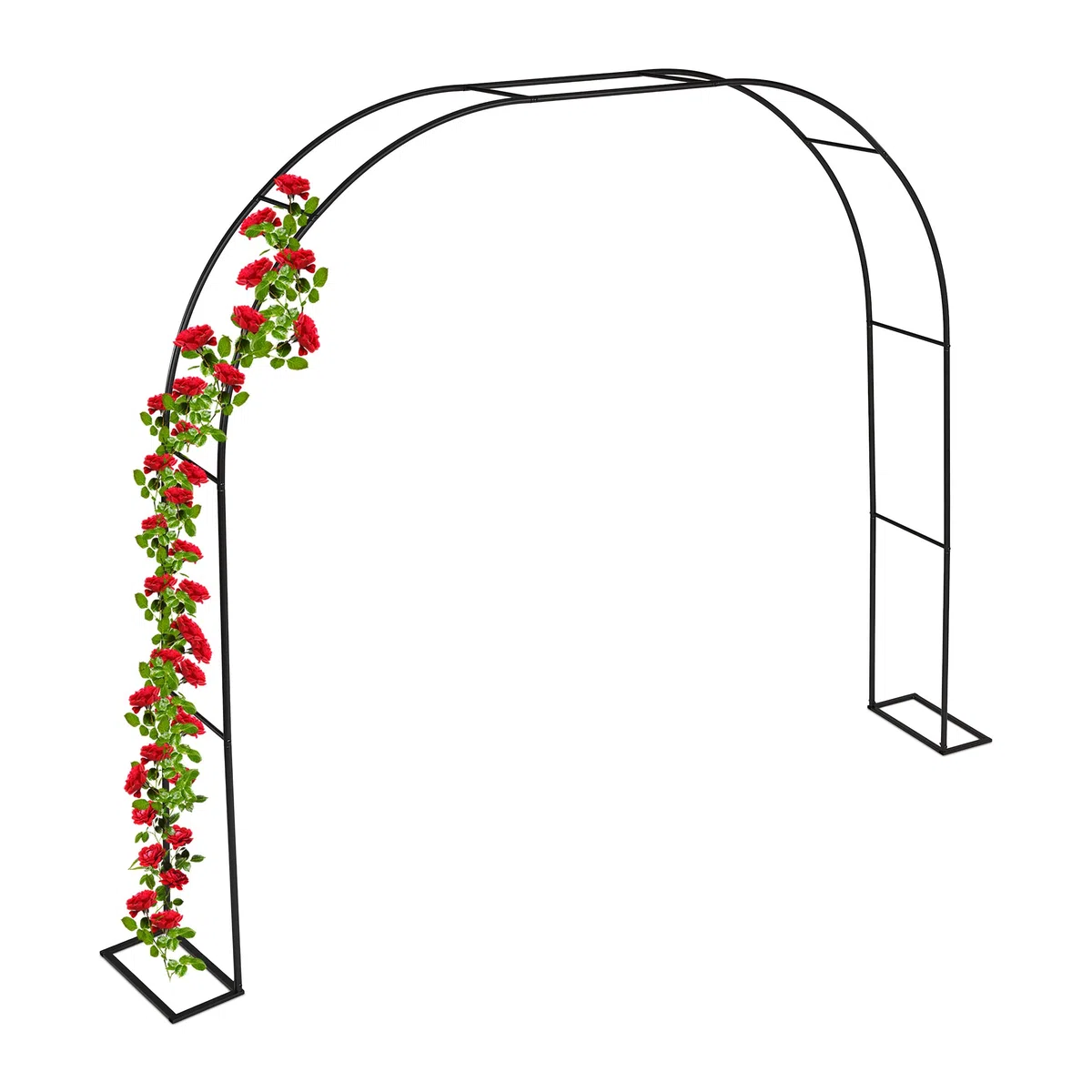 Relaxdays Rosenbogen, Metall, HxBxT: 210 x 280 x 40 cm, Torbogen Garten, stabiler Rankbogen für Kletterpflanzen, schwarz
