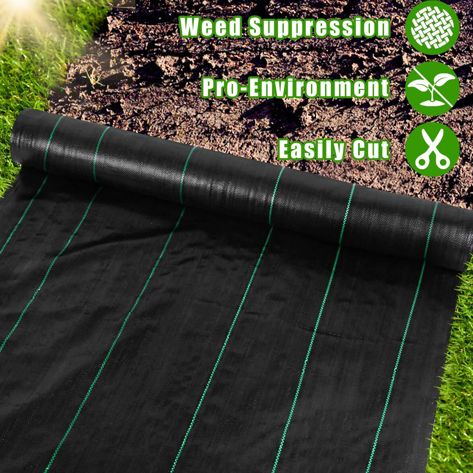 Unkrautvlies Gartenvlies 100g/m², Unkrautschutzfolie für Garten,reißfest Unkrautfolie Bändchengewebe Wasserdurchlässig,Hohe UV Stabilisierung (30m² (2m x 15m))