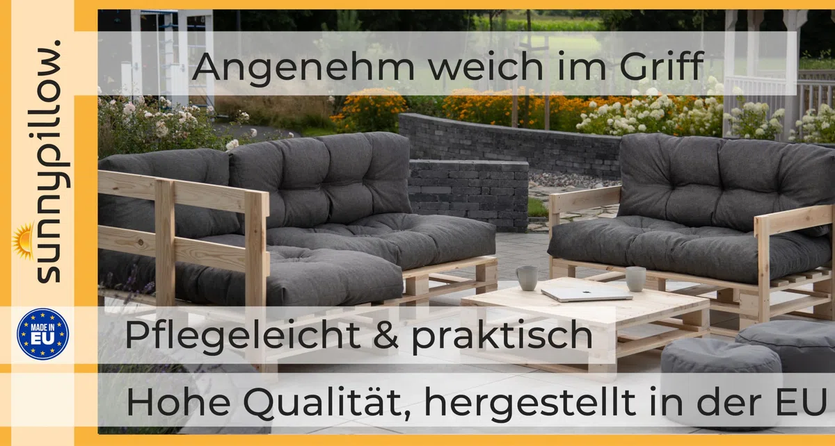 sunnypillow Palettenkissen für Gartenmöbel - Sitzkissen 120 x 50 cm - Palettenauflage für Palettensofa - Palettenpolster, Sitzpolster für Palettenmöbel - Gesteppte Gartenkissen - Kissen Orange