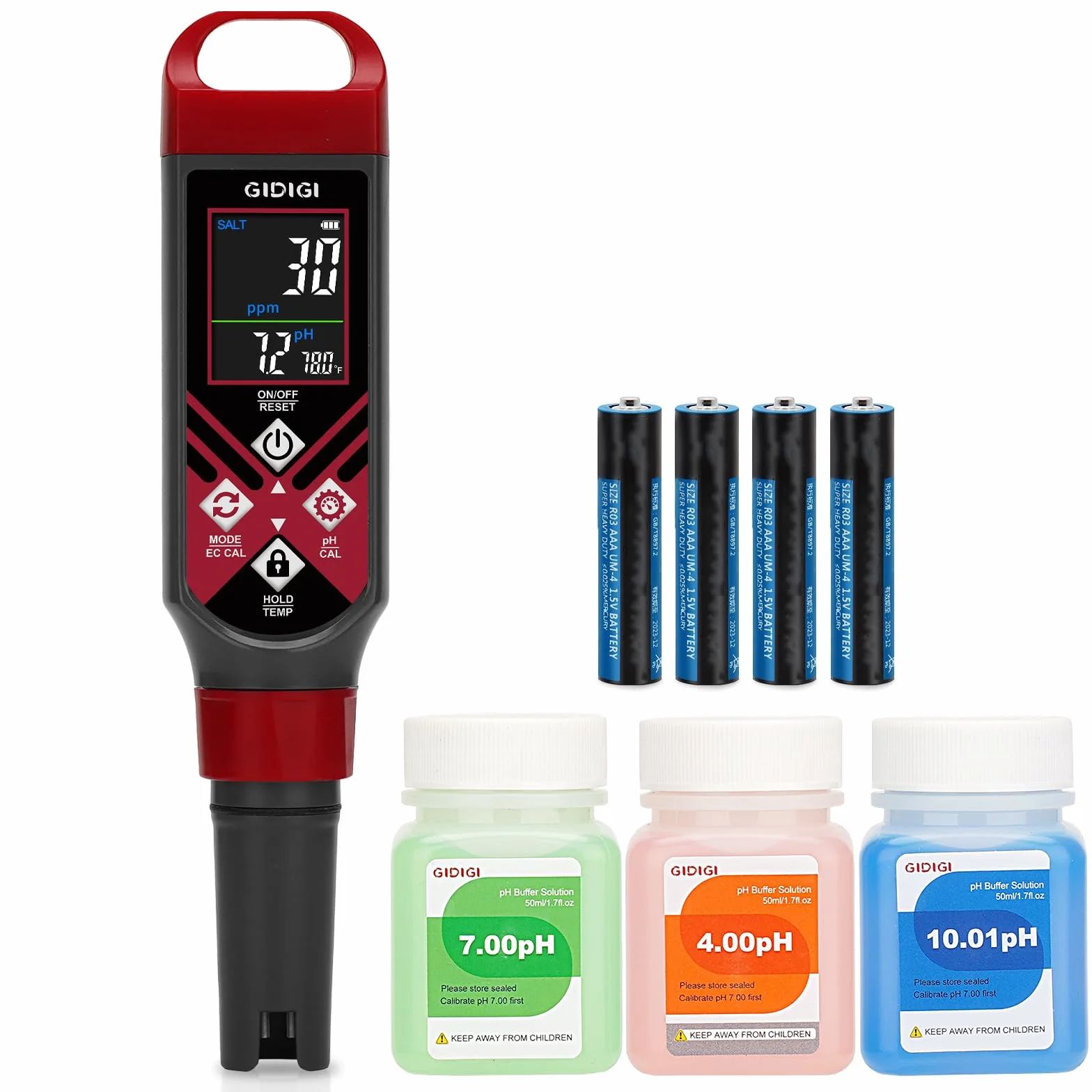 Digitaler Pool Salztester, pH Messgerät, 5-in-1 Wasser qualitäts tester für Pool, Aquarium, Whirlpool, Hydrokultur, 0,1 Hochpräziser Salzgehaltstester, Poolwasser Testset für Salzwasser