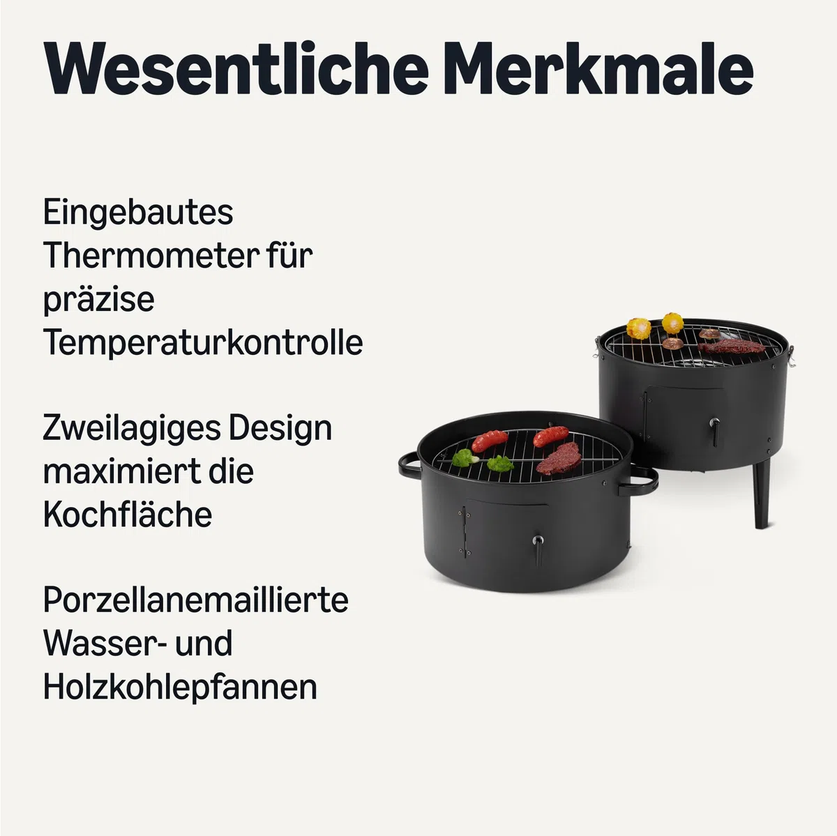Amazon Basics Outdoor-Smoker, 1 Stück, 40.6 cm, Schwarz