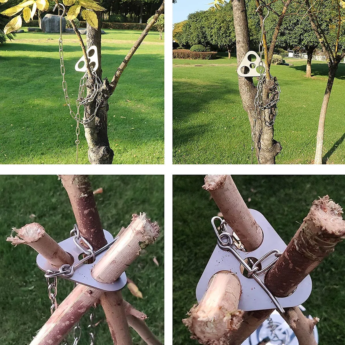 Lagerfeuer Stativ Grillzubehör, Camping Stativ Grillbrett Tragbares Edelstahl Camping Kochgeschirr Zubehör mit verstellbarer Kette zum Aufhängen von Kochgeschirr Camping Outdoor Kochen