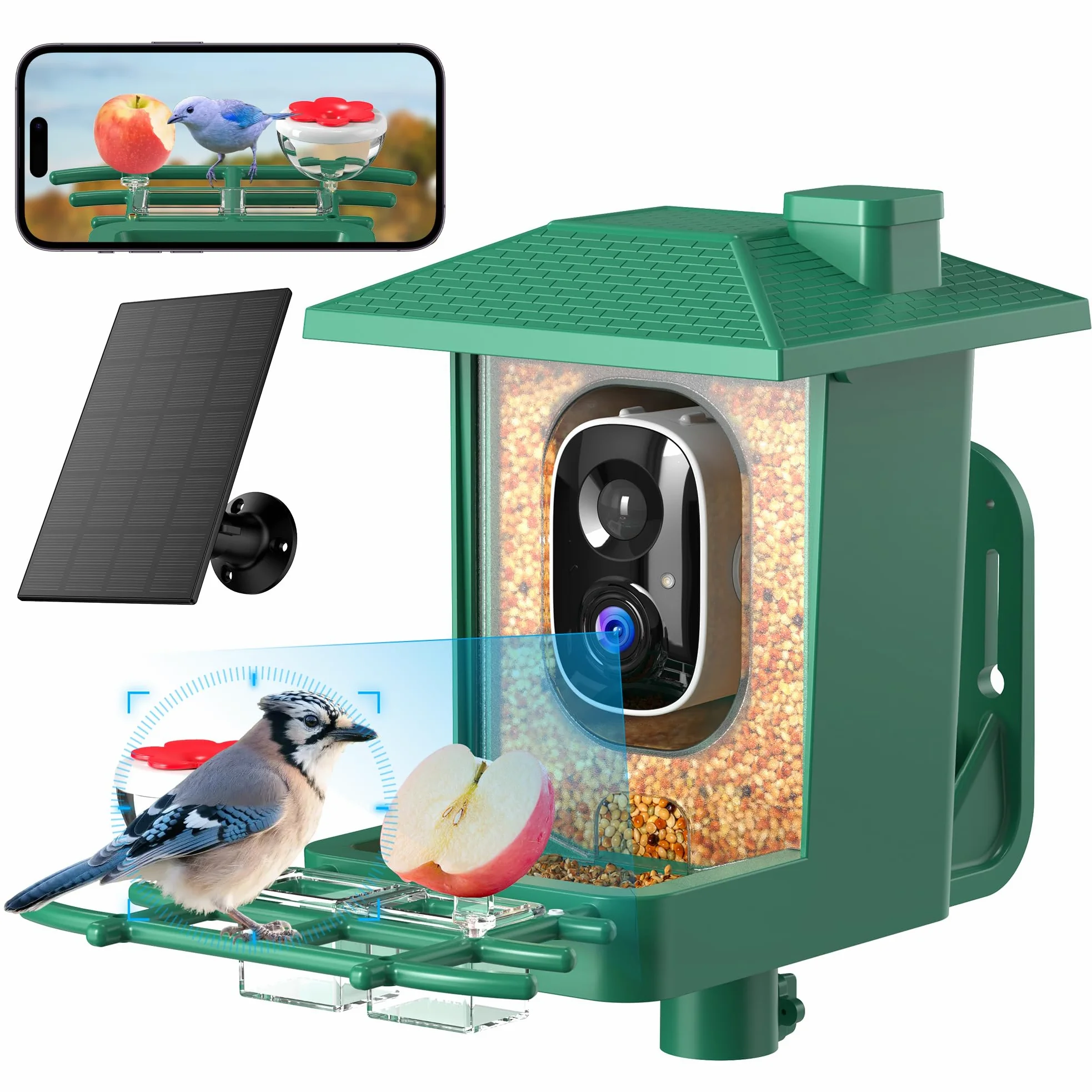Vogelhaus mit Kamera Outdoor Solar Vogelfutterspender: 2K WLAN Vogelfutterhaus Wetterfest IP66 - Geschenke FüR Vogelliebhaber Ai Verfolgung EichhöRnchensicher - Bird Feeder Camera