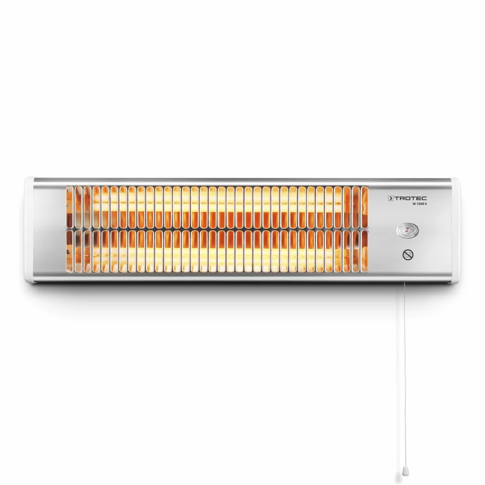 TROTEC Terassenheizstrahler Infrarot IR 1200 S – Heizleistung 600 W / 1200 W – Standgerät, Wandmontage