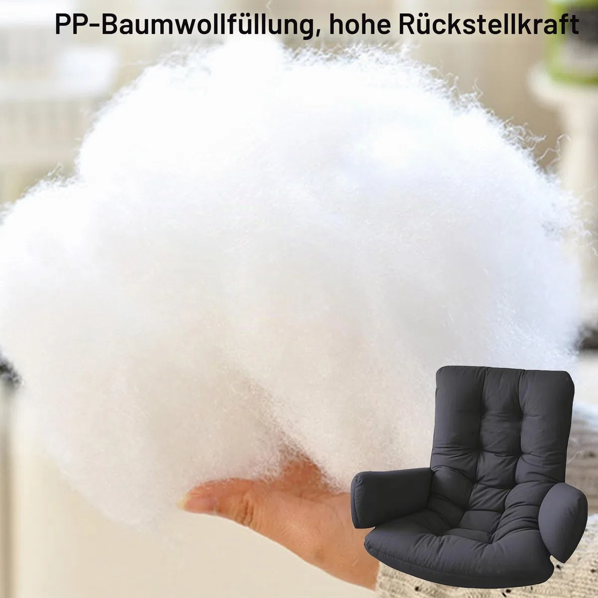 Verdicktes Polyester-Kissen mit Rückenlehne für Hängesessel, Garten-Cocoons und Eierstühle - Bequemes Sitzpolster(Dark Gray)