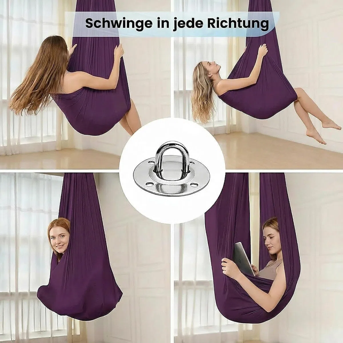 YogaTuch Zum AufhäNgen Swing 150 Kg Max. Tragfähigkeit & Beschlag, perfekt gegen Ängste und für mehr Glück (280 x 150 cm) (Königsblau)