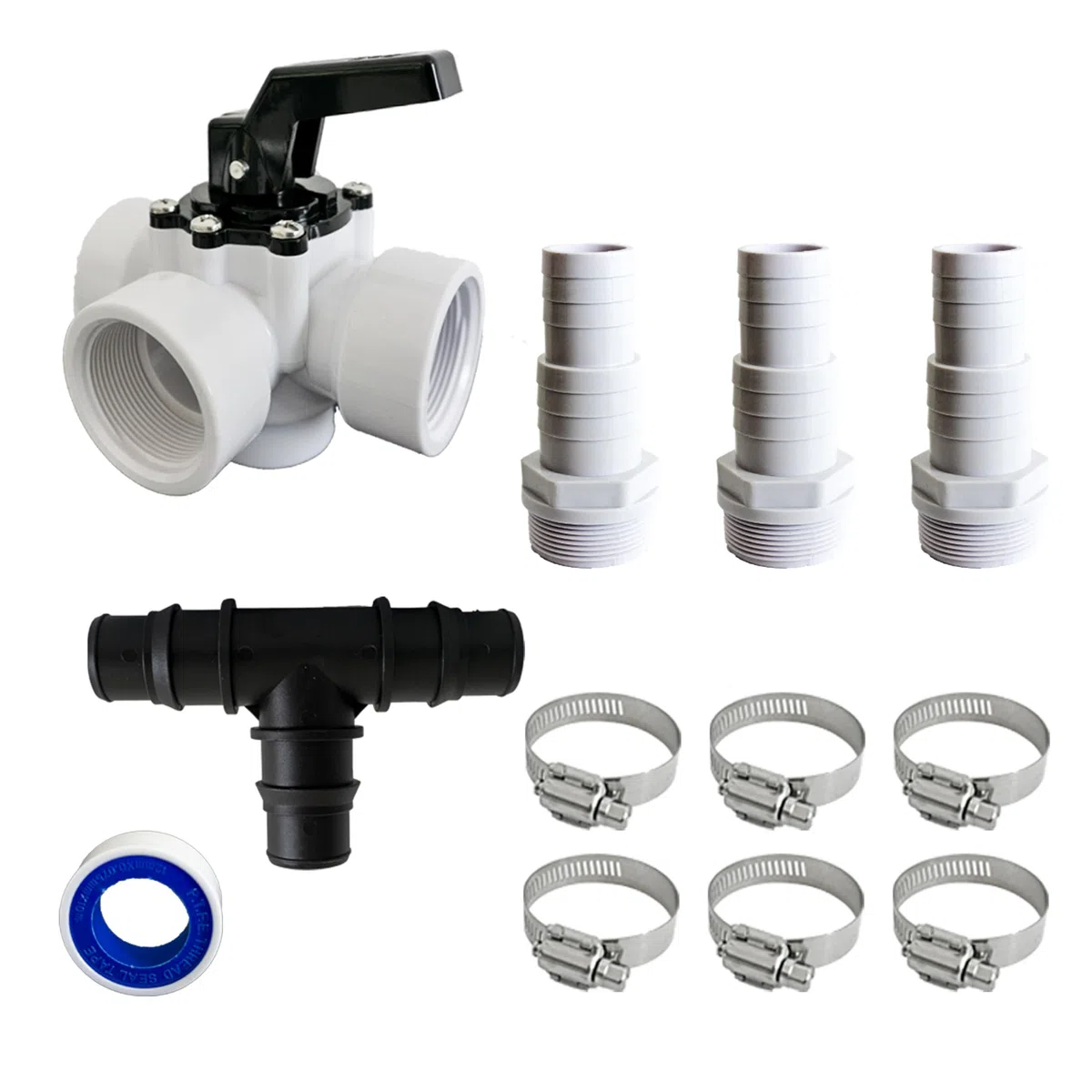 Bypass Set Pool Adapter für Poolheizung Schlauchanschluss 32mm 38mm