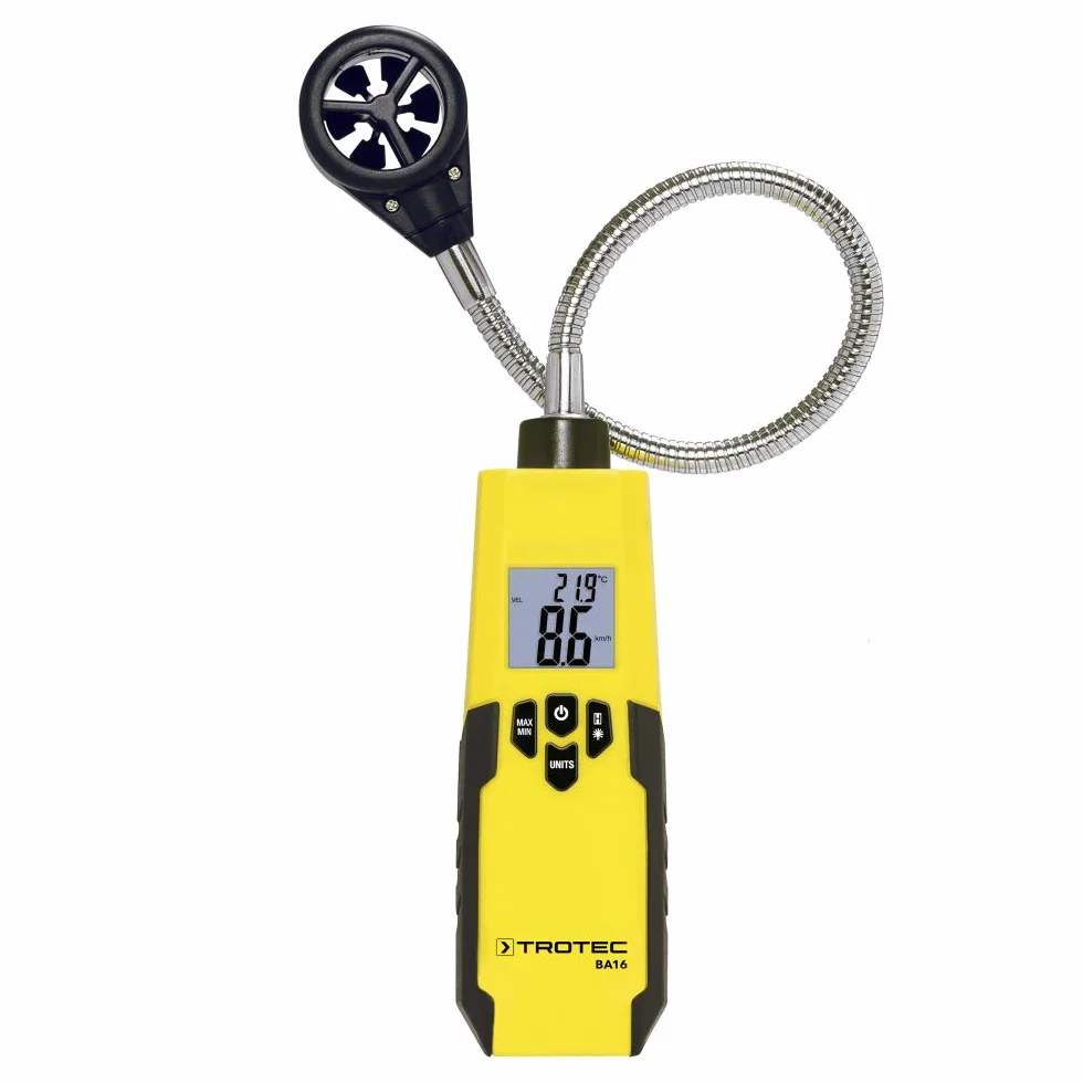 TROTEC BA16 Windmesser Anemometer Messbereich 1-30 m/s Abschaltautomatik Messwerthaltefunktion